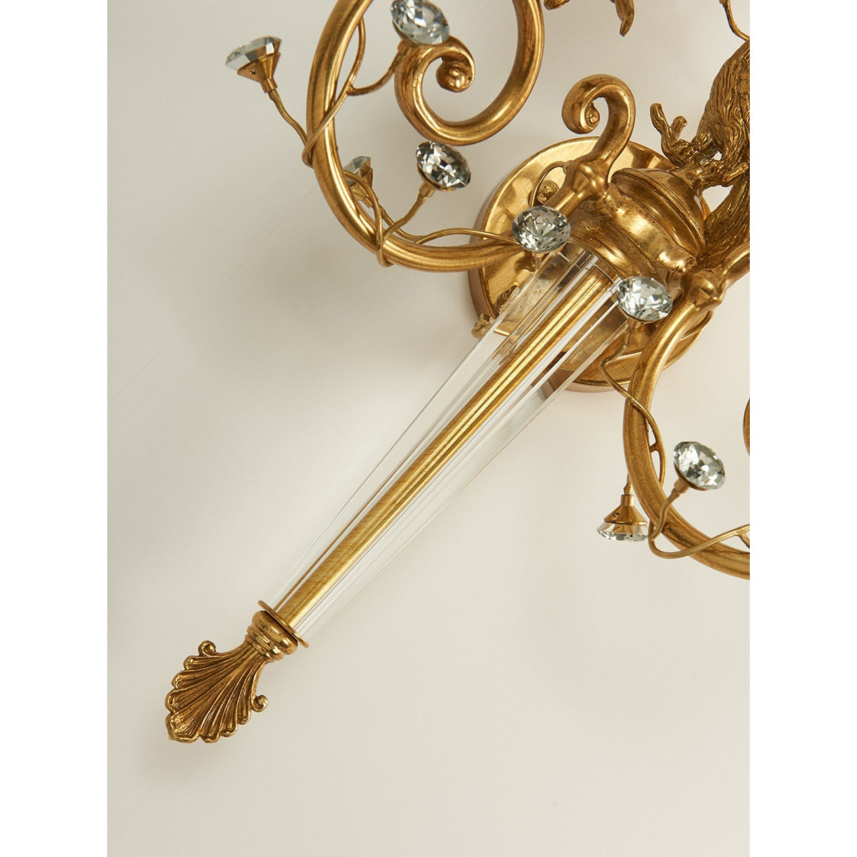 Crystal Peacock Torchere Wall Sconce