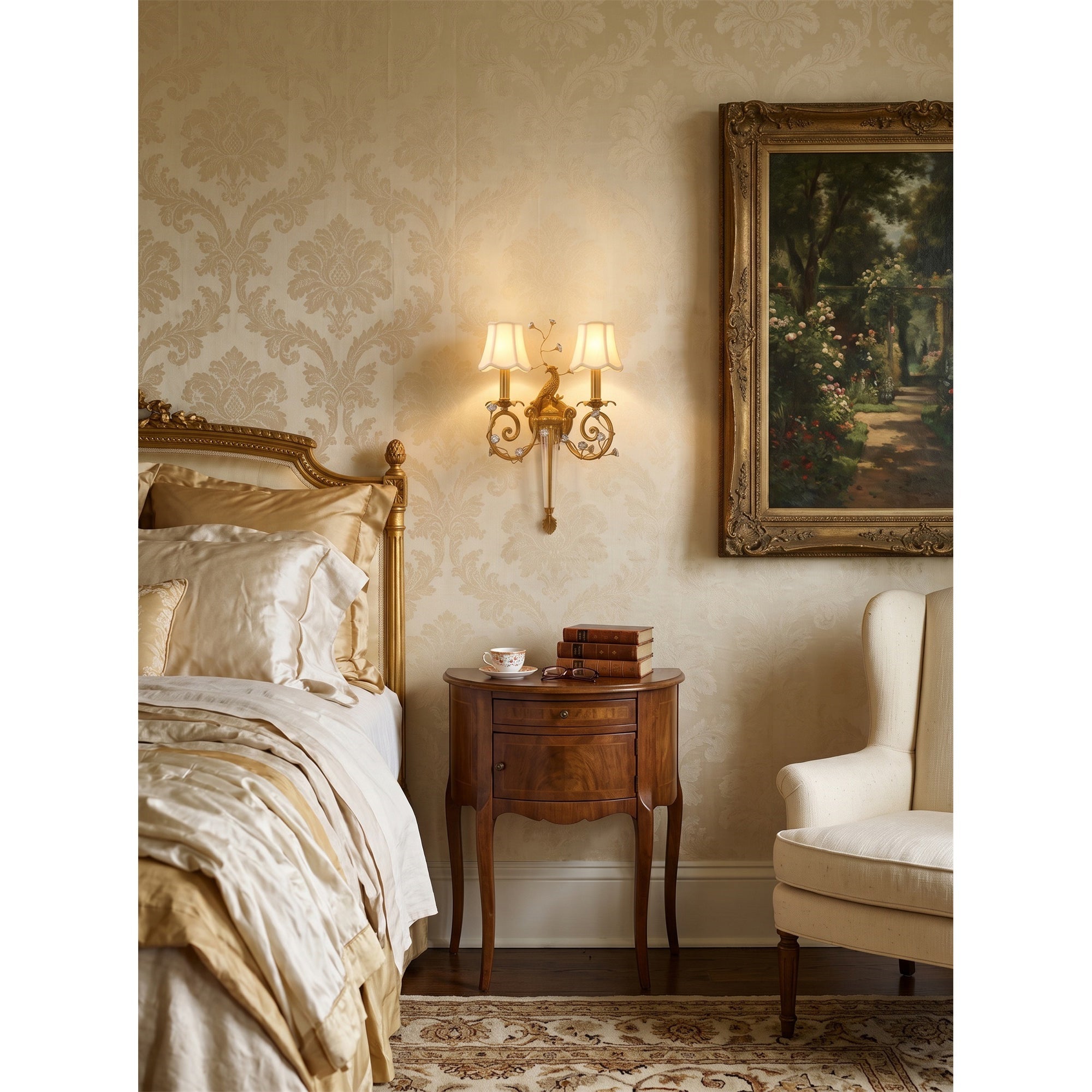 Crystal Peacock Torchere Wall Sconce