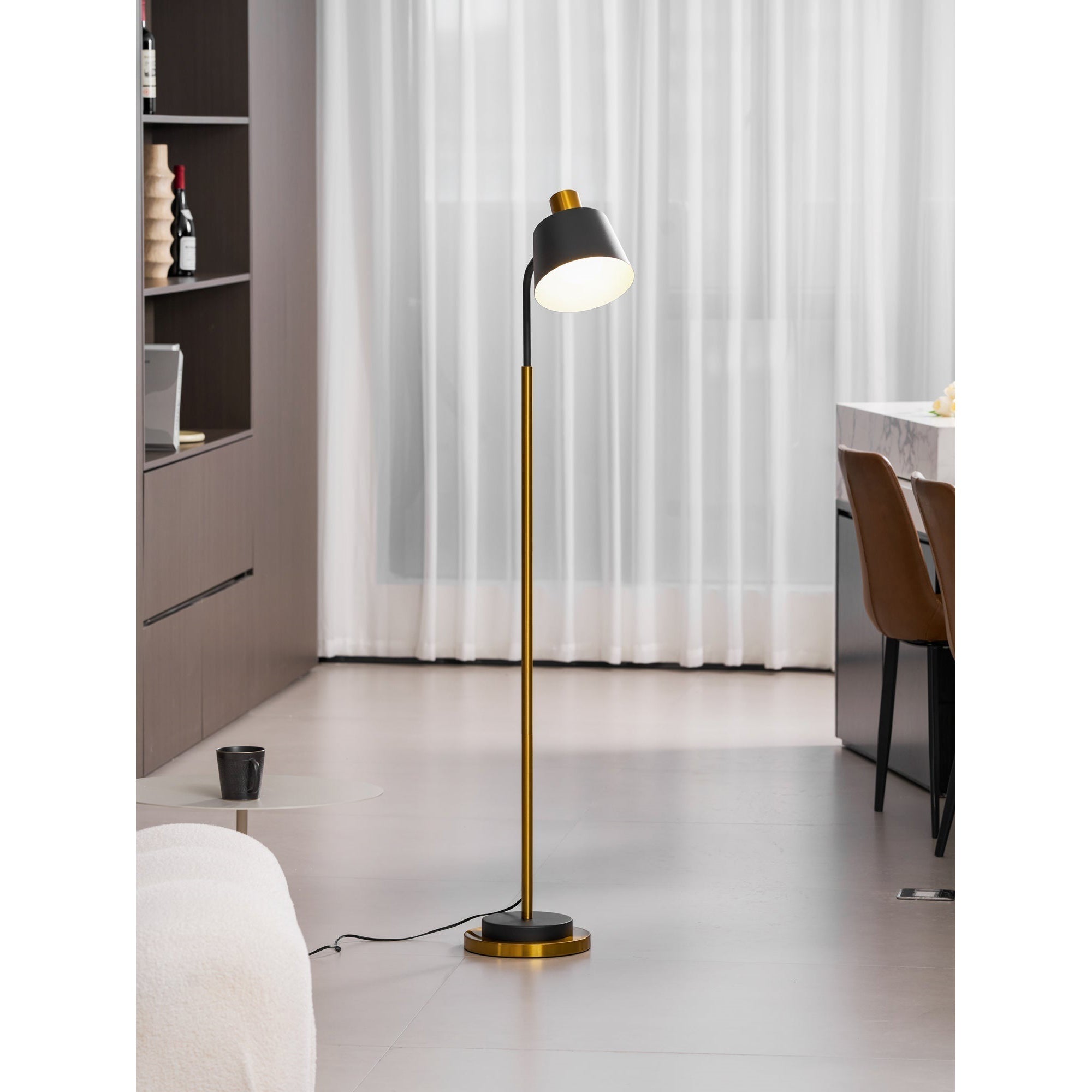 Slim Black Gold Arched Floor Lamp