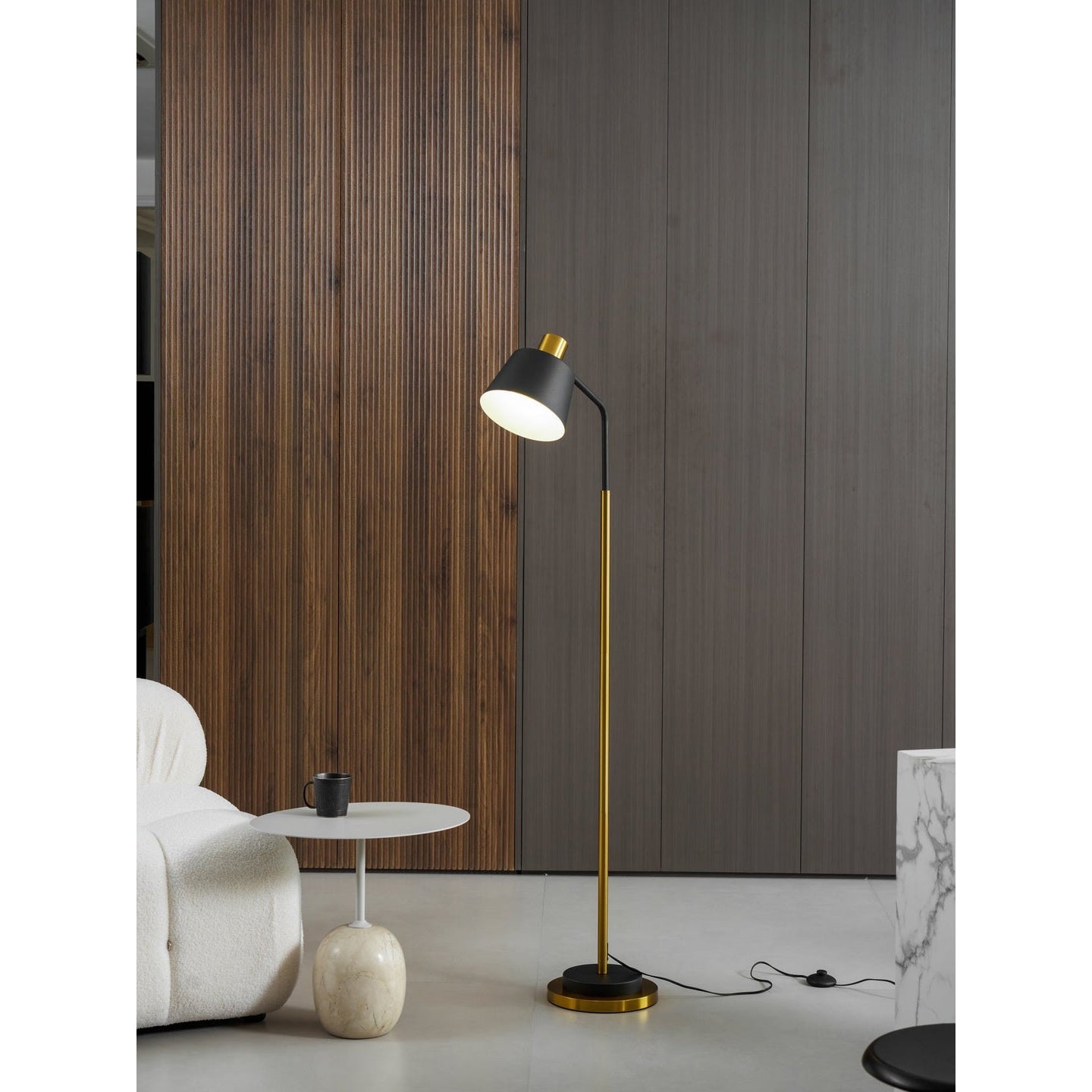Slim Black Gold Arched Floor Lamp