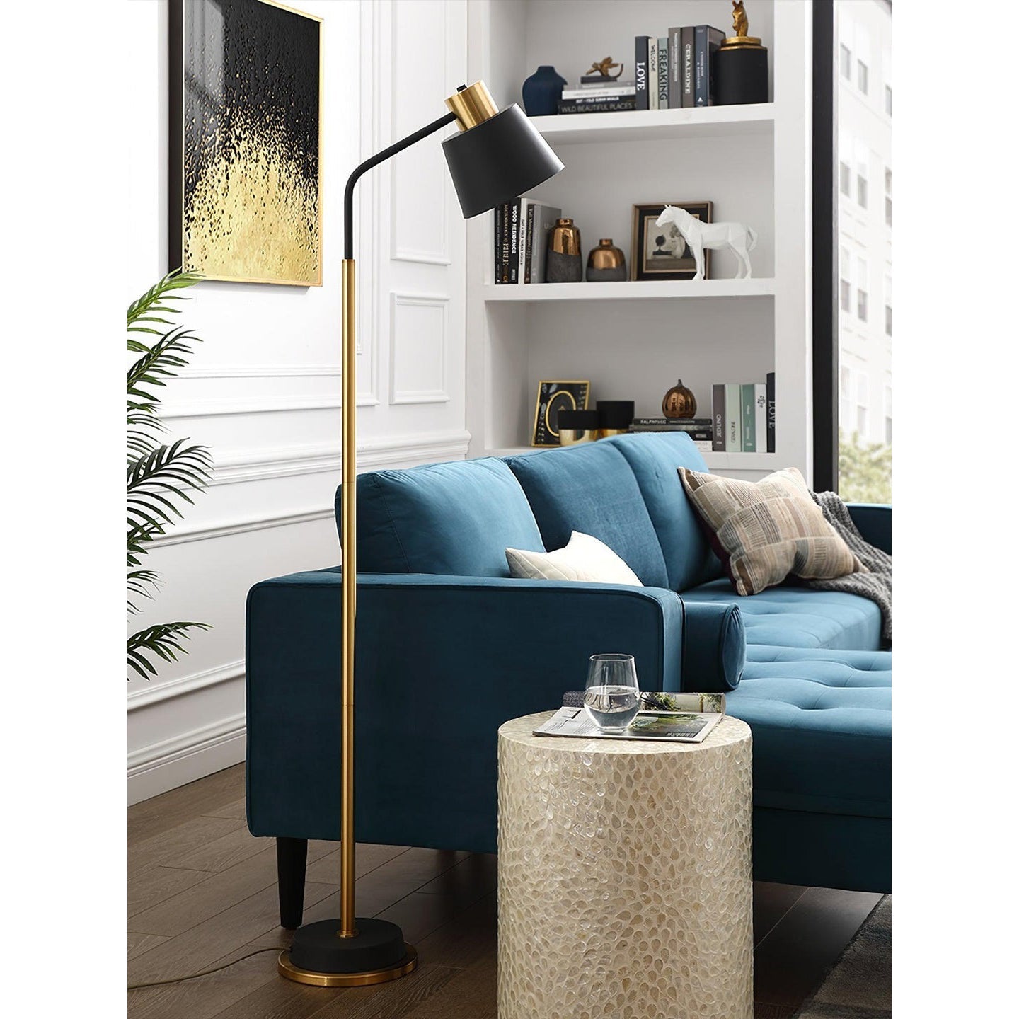 Slim Black Gold Arched Floor Lamp