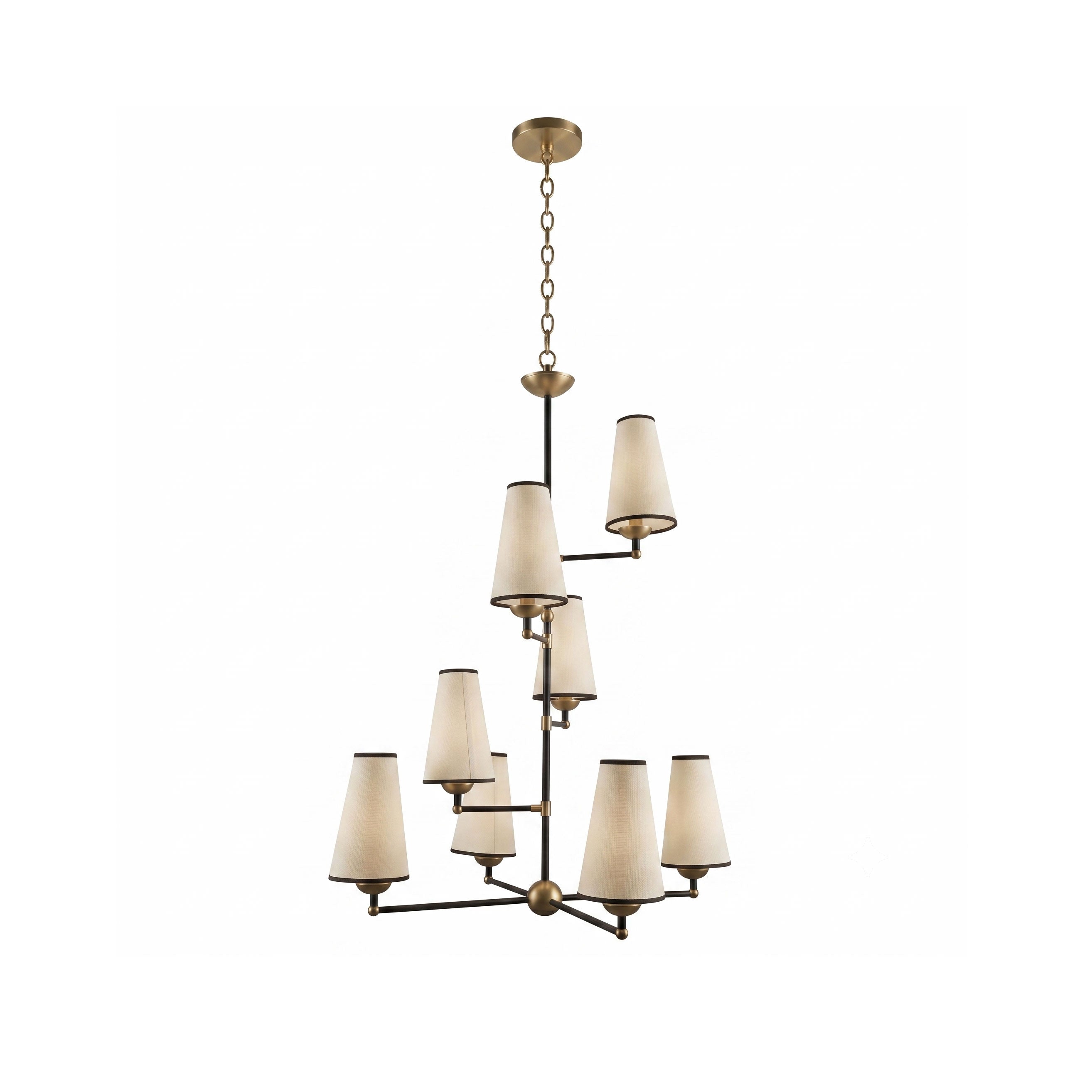 8-Light Tiered Black & Brass Chandelier