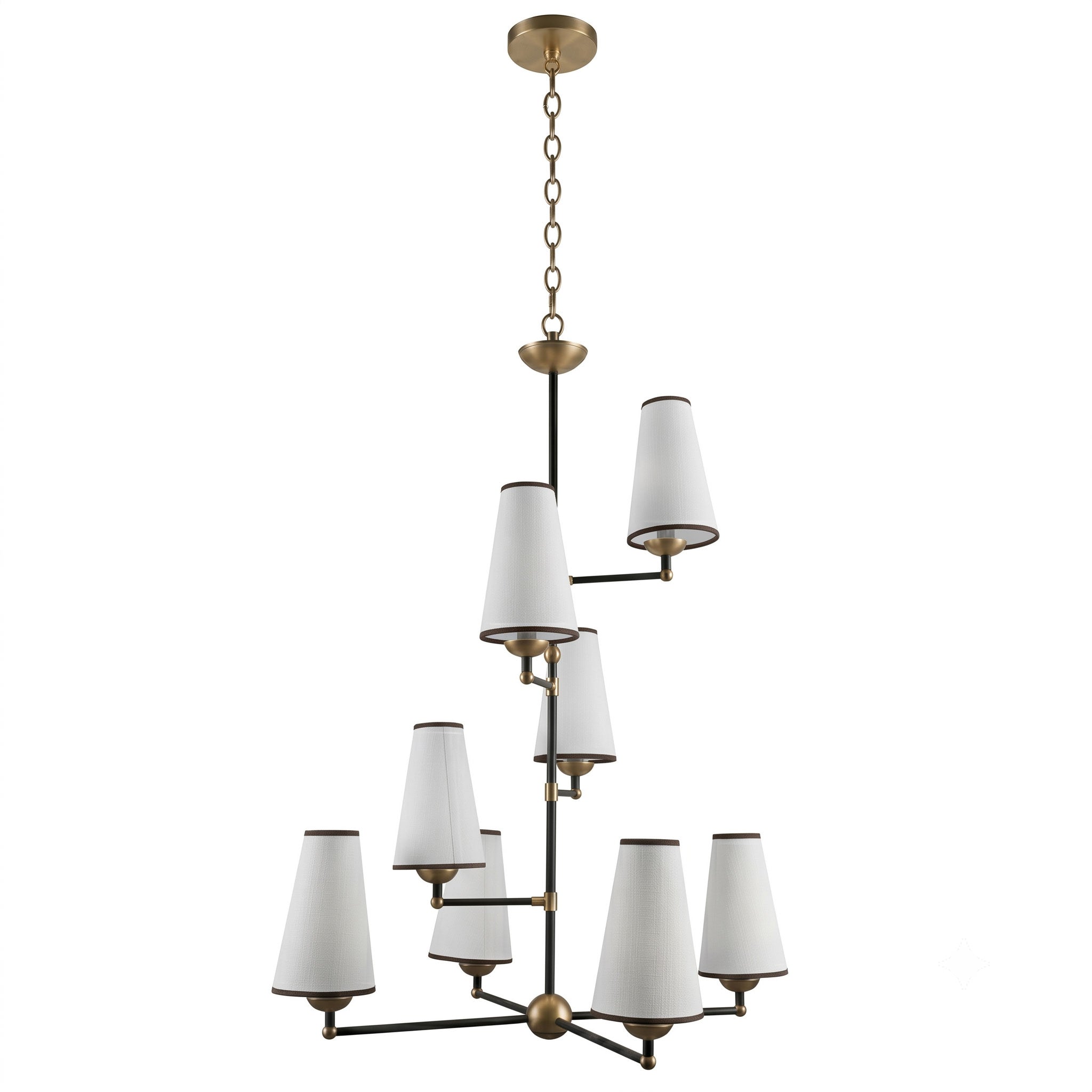 8-Light Tiered Black & Brass Chandelier