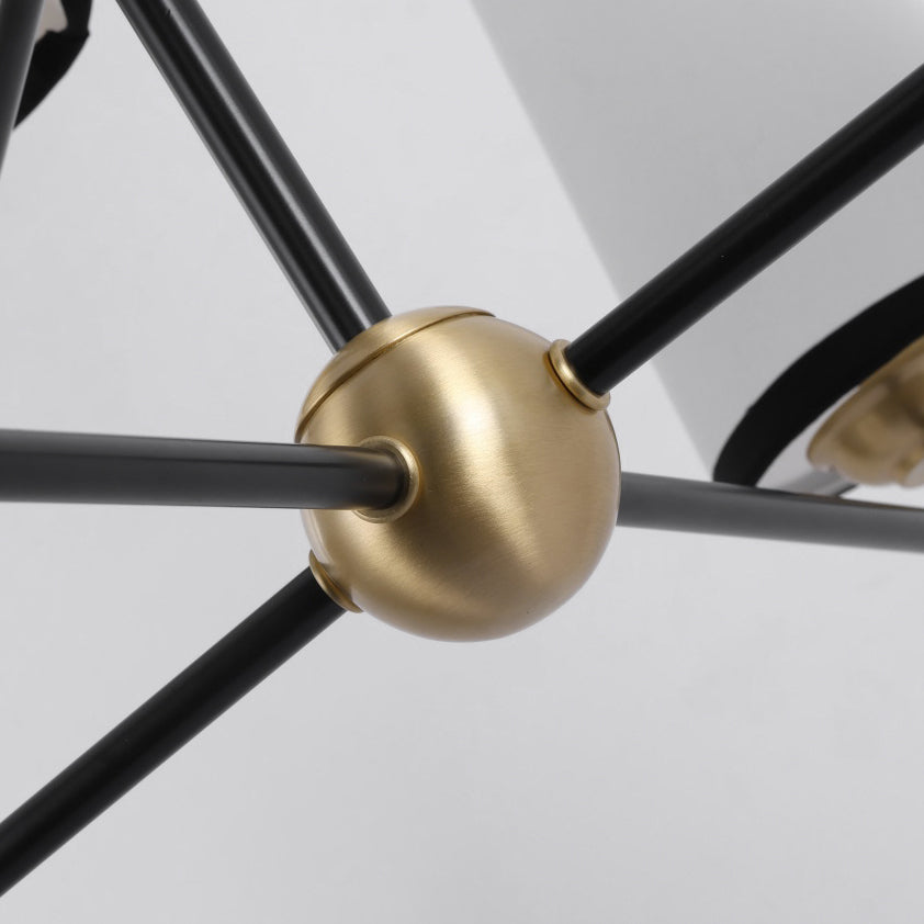 8-Light Tiered Black & Brass Chandelier