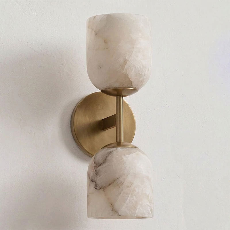 Alabaster & Antique Brass Vanity Wall Sconce