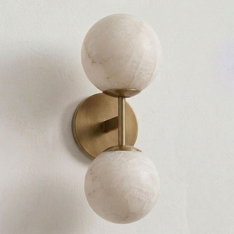 Alabaster & Antique Brass Vanity Wall Sconce