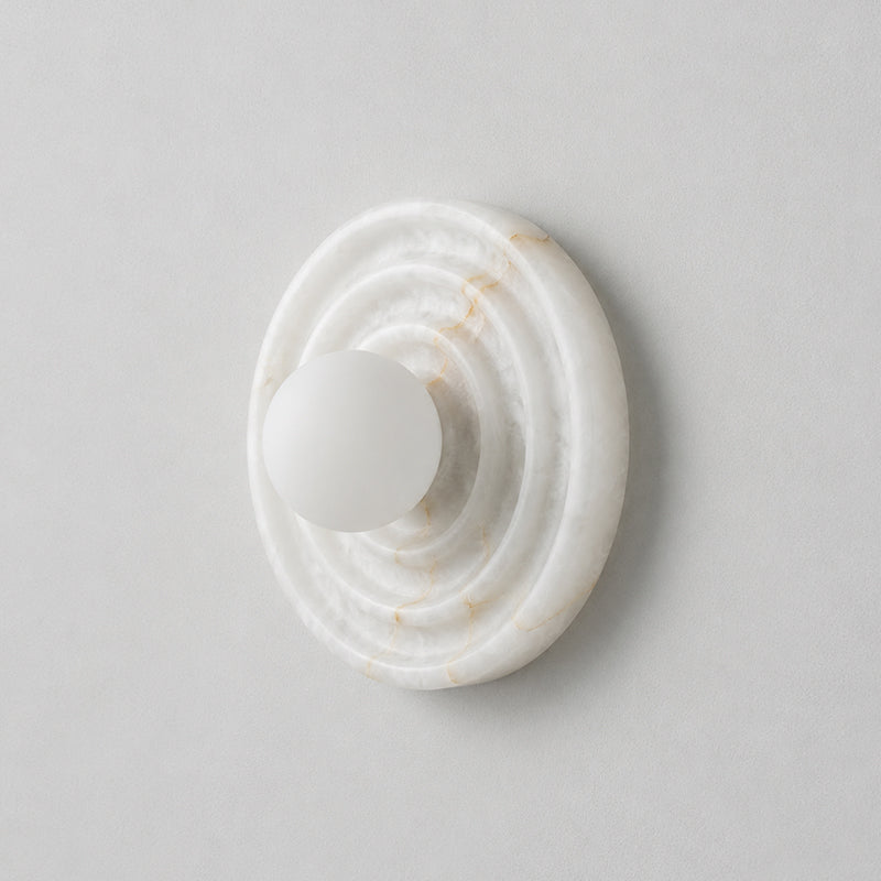 Carved Alabaster Backplate Wall Sconce