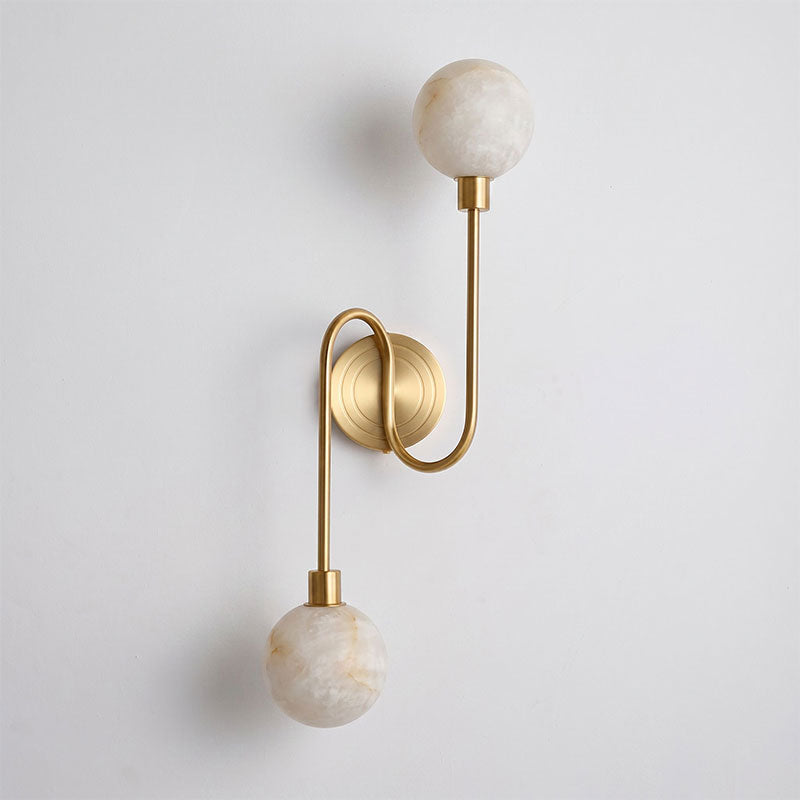 Looped Arm Alabaster Twin Globe Sconce