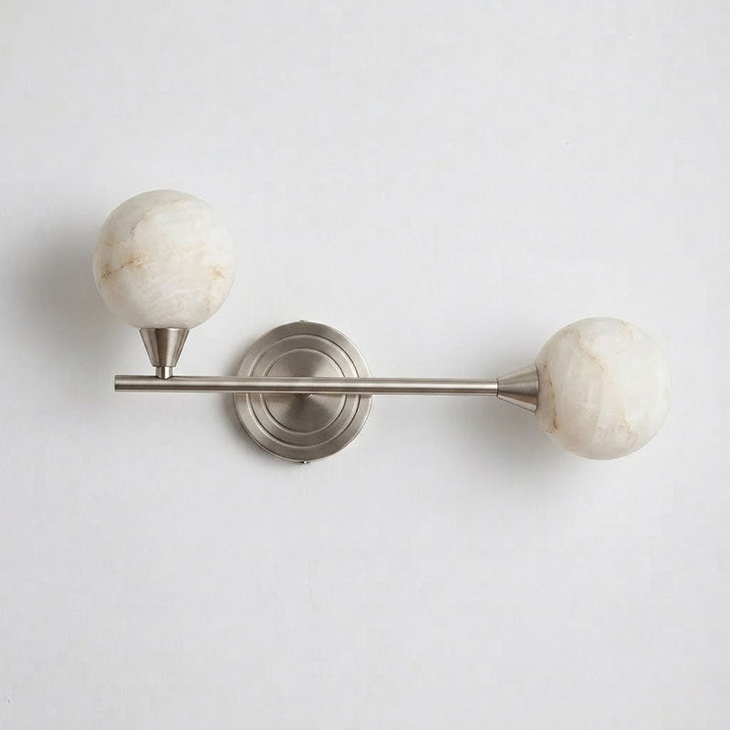 Looped Arm Alabaster Twin Globe Sconce