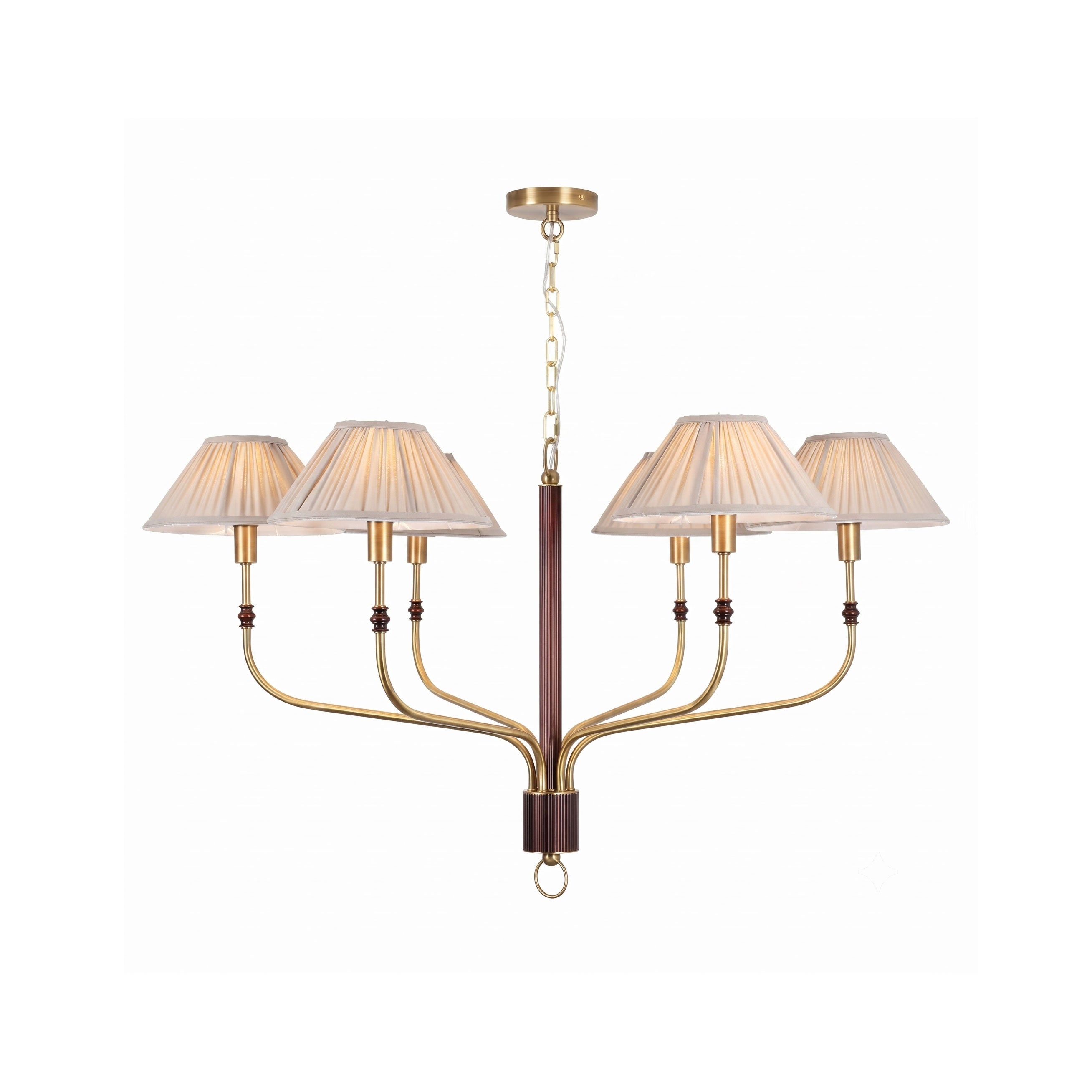 Pleated Empire Shade Brass Chandelier
