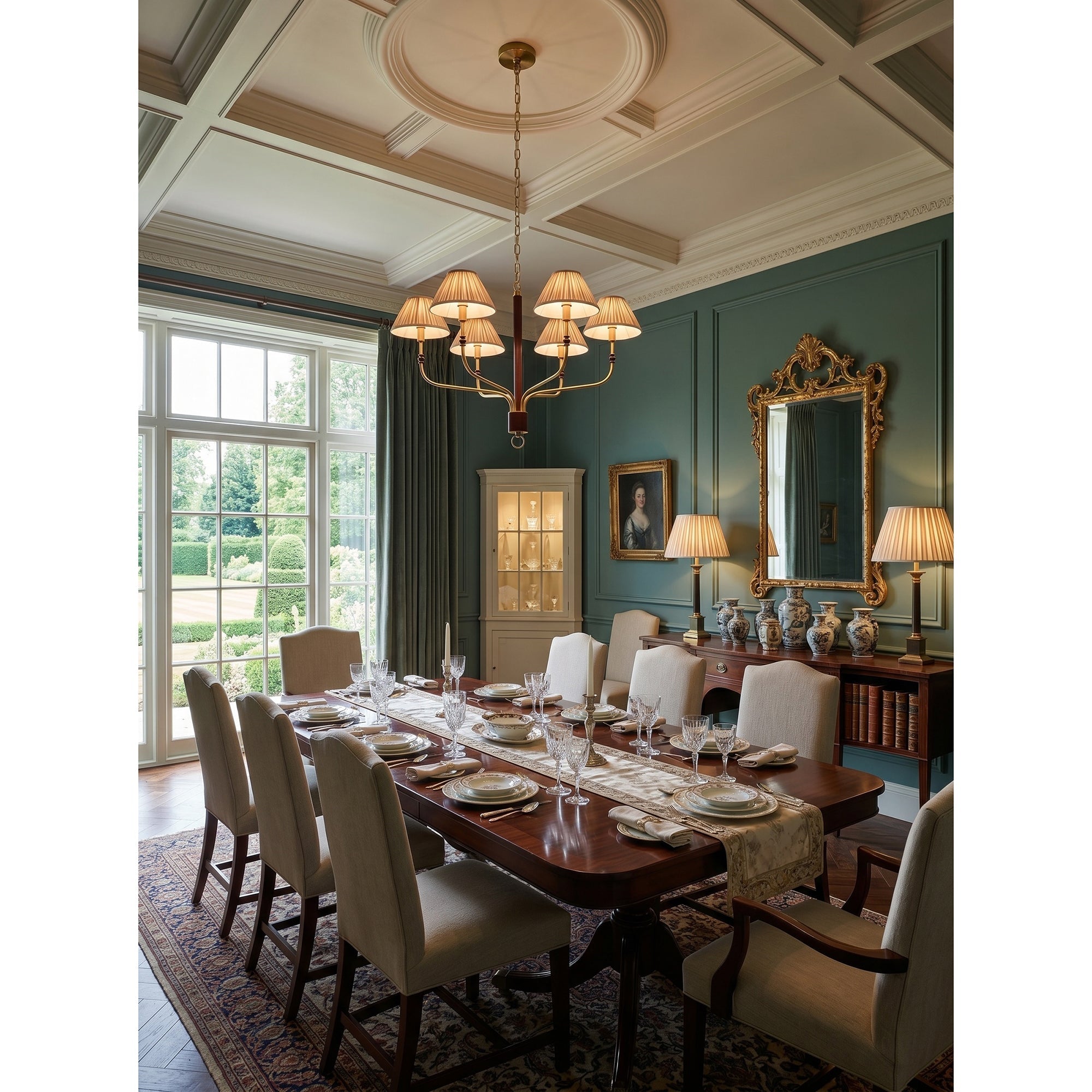 Pleated Empire Shade Brass Chandelier