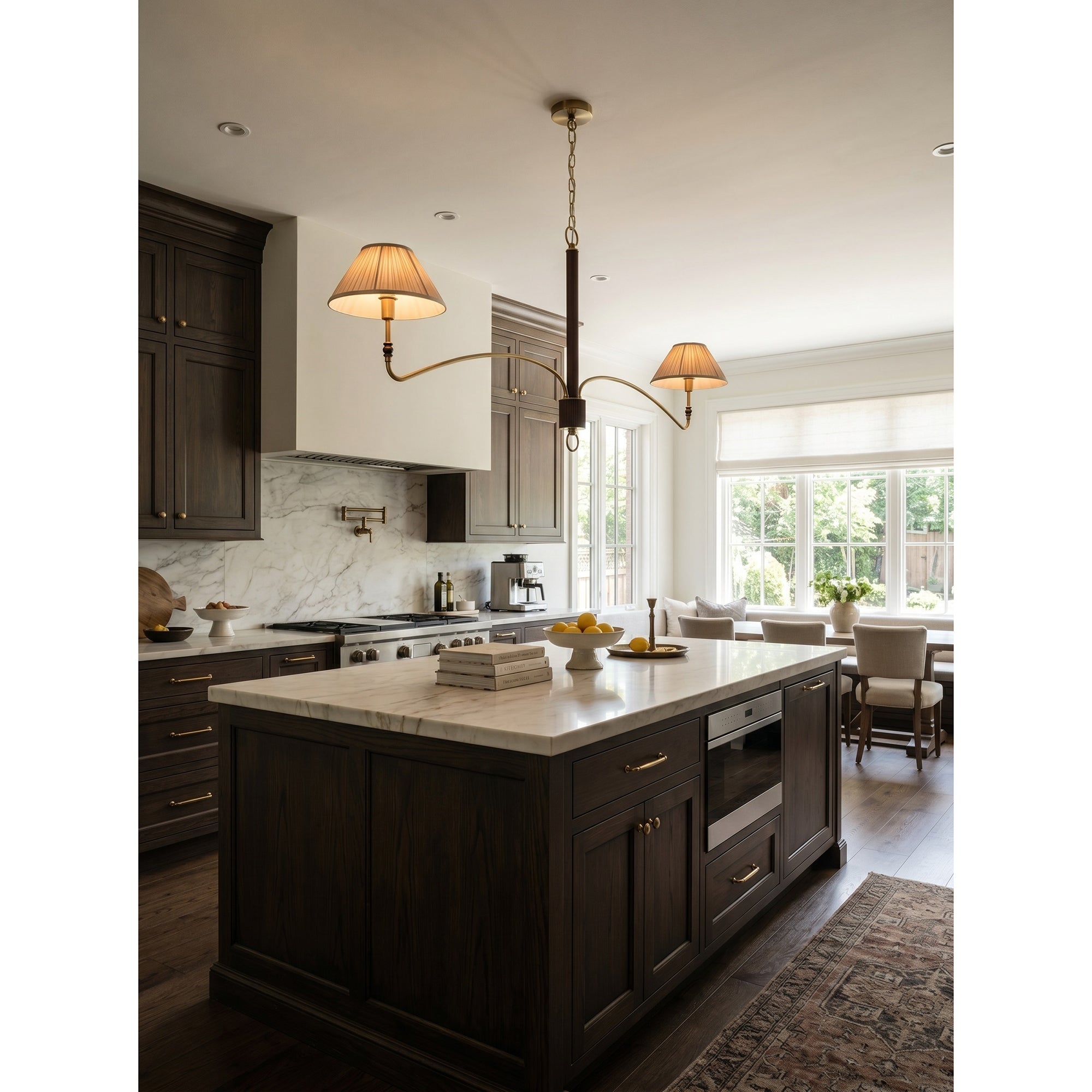 Pleated Empire Shade Brass Chandelier
