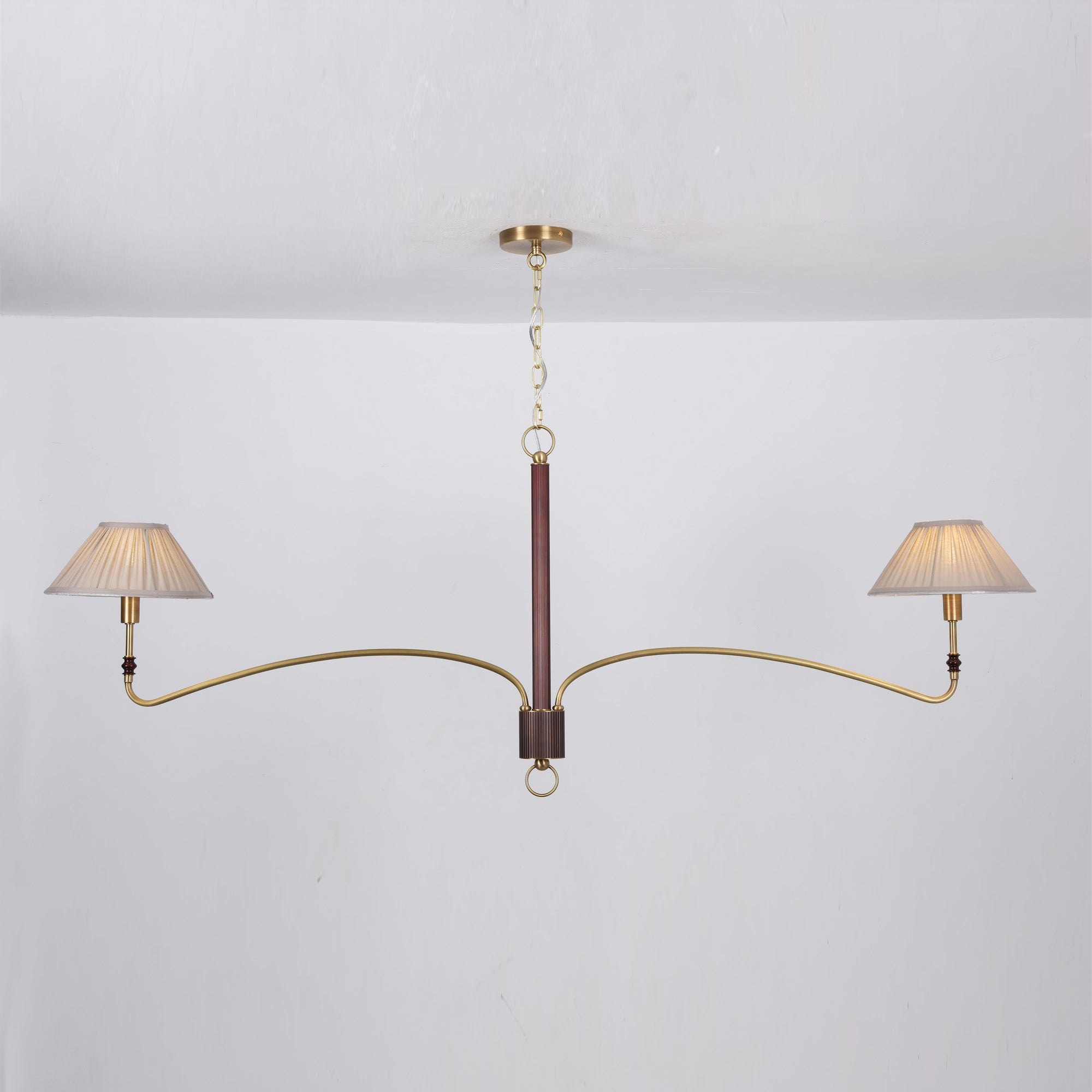 Pleated Empire Shade Brass Chandelier