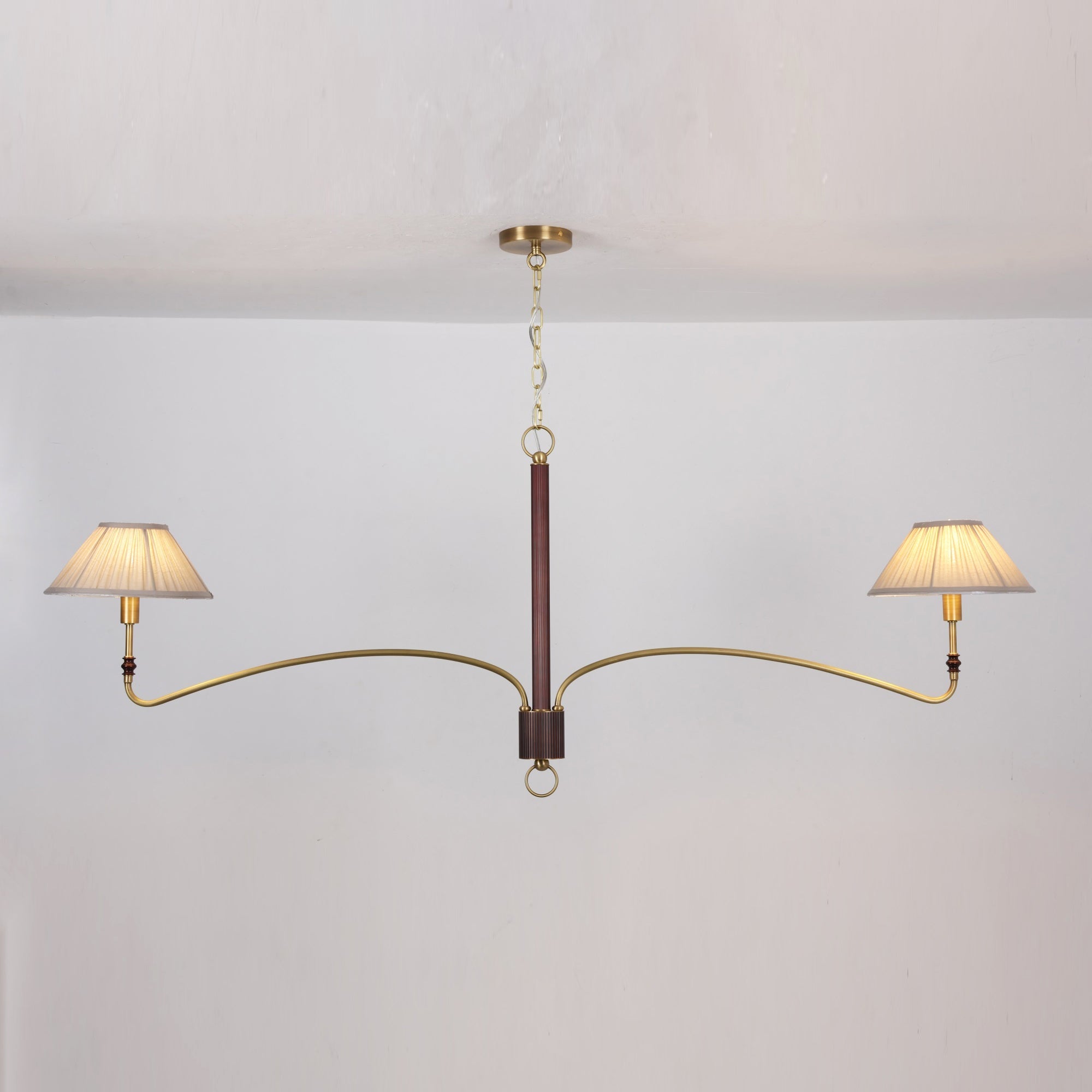 Pleated Empire Shade Brass Chandelier