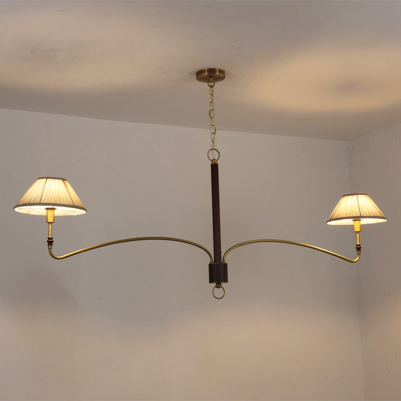 Pleated Empire Shade Brass Chandelier