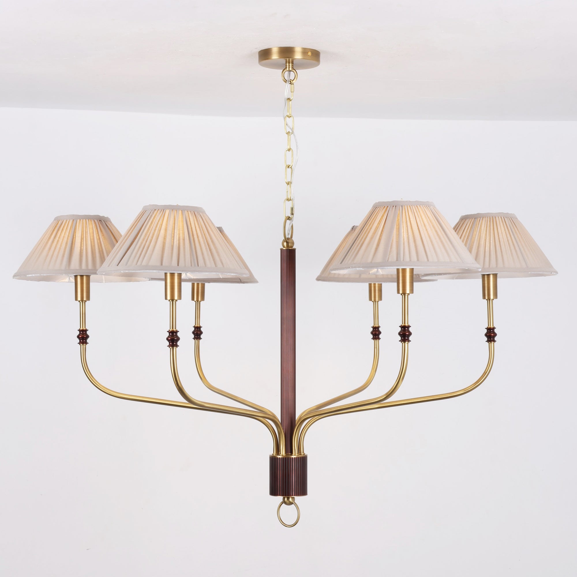 Pleated Empire Shade Brass Chandelier