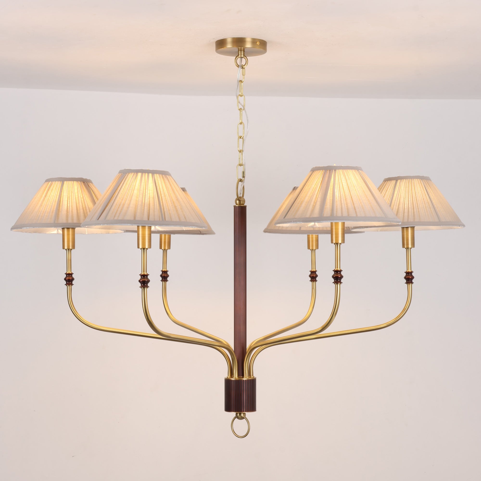 Pleated Empire Shade Brass Chandelier