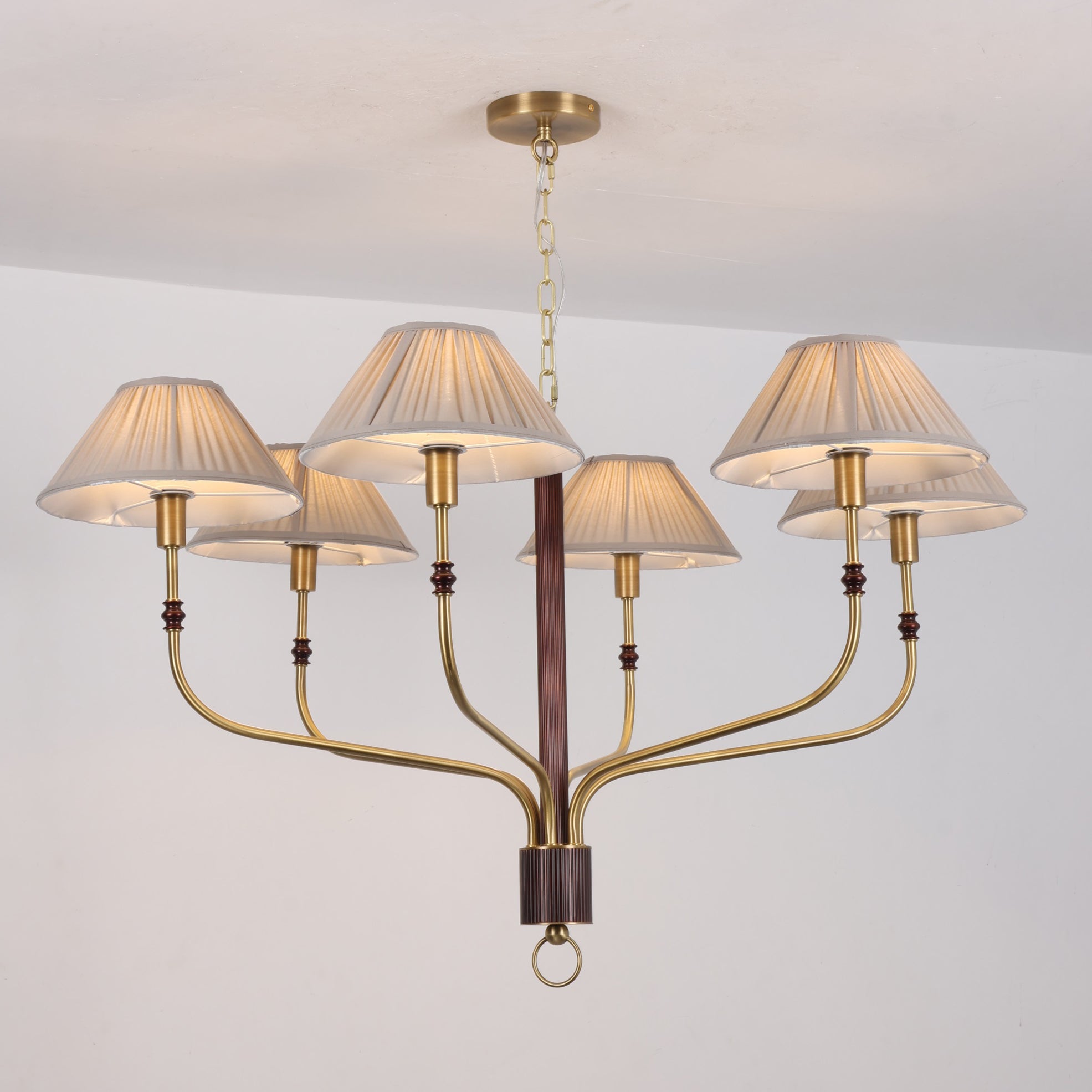 Pleated Empire Shade Brass Chandelier