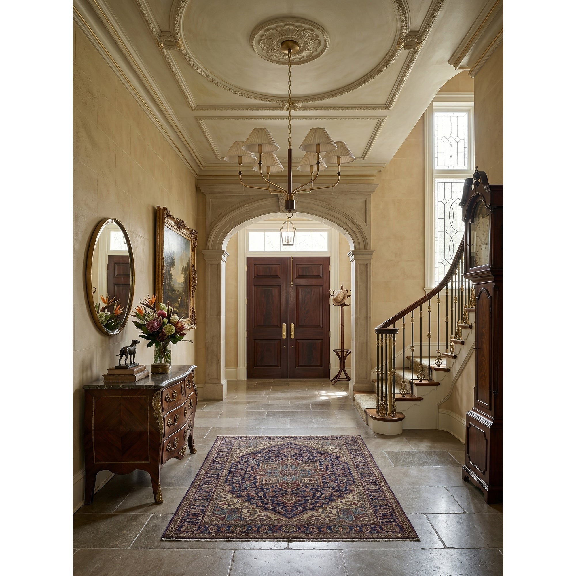 Pleated Empire Shade Brass Chandelier