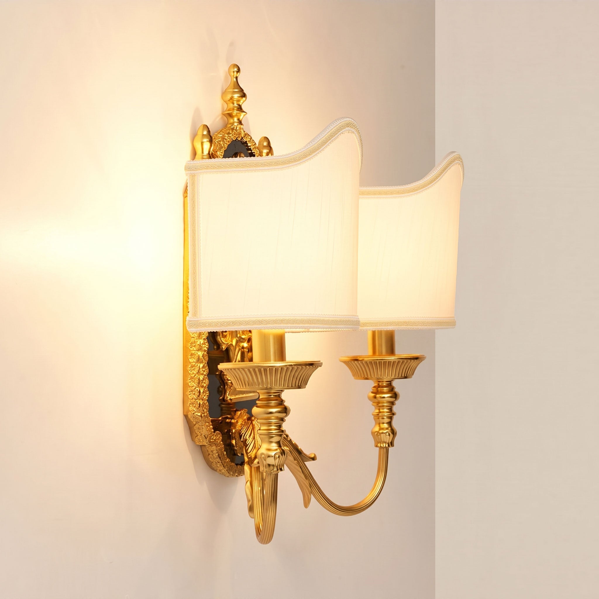 Brass Urn & Scalloped Shade Sconce