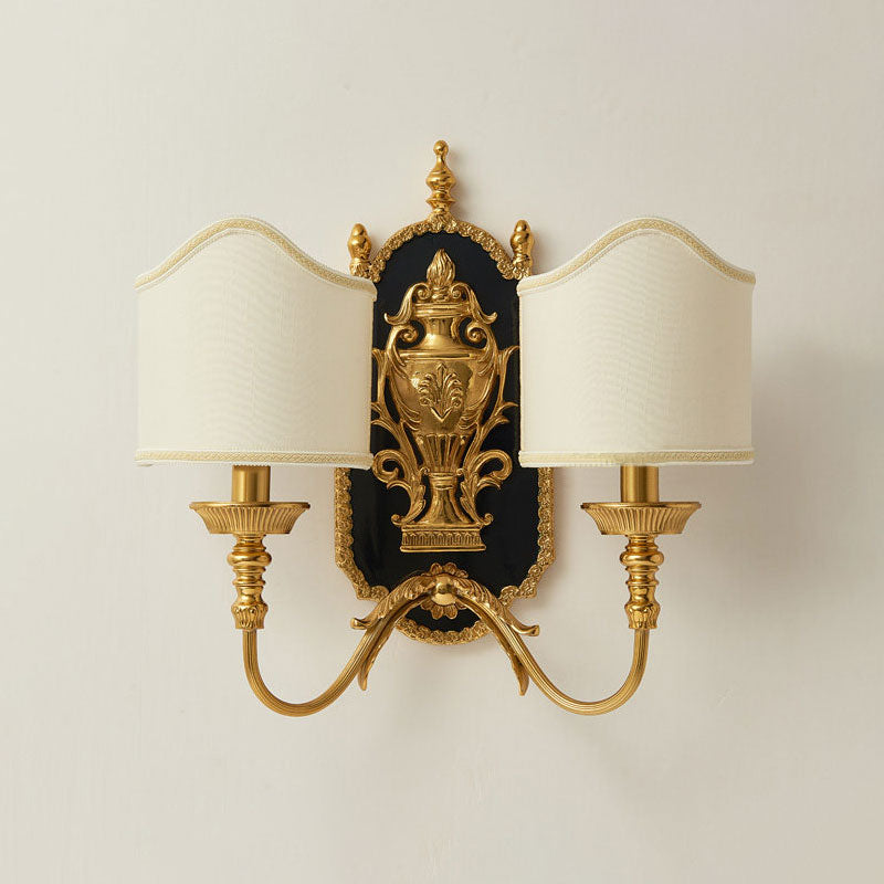 Brass Urn & Scalloped Shade Sconce