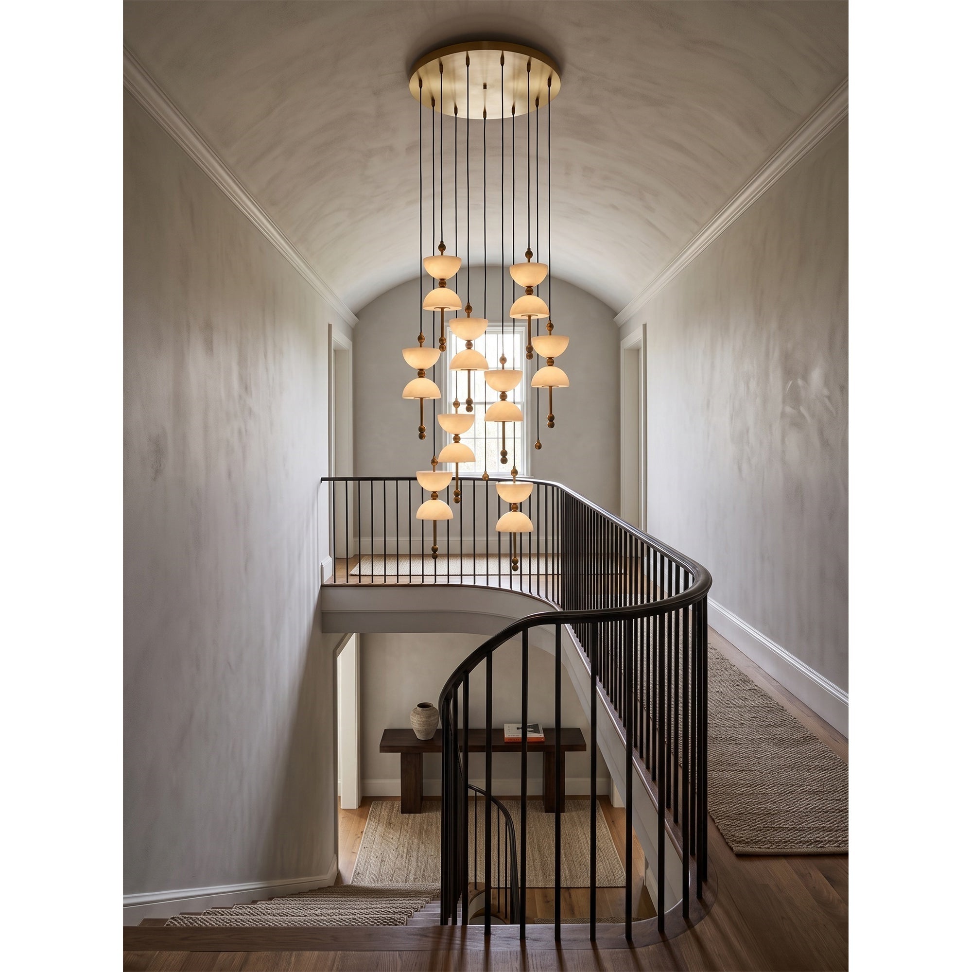 Cascading Alabaster Dome Chandelier