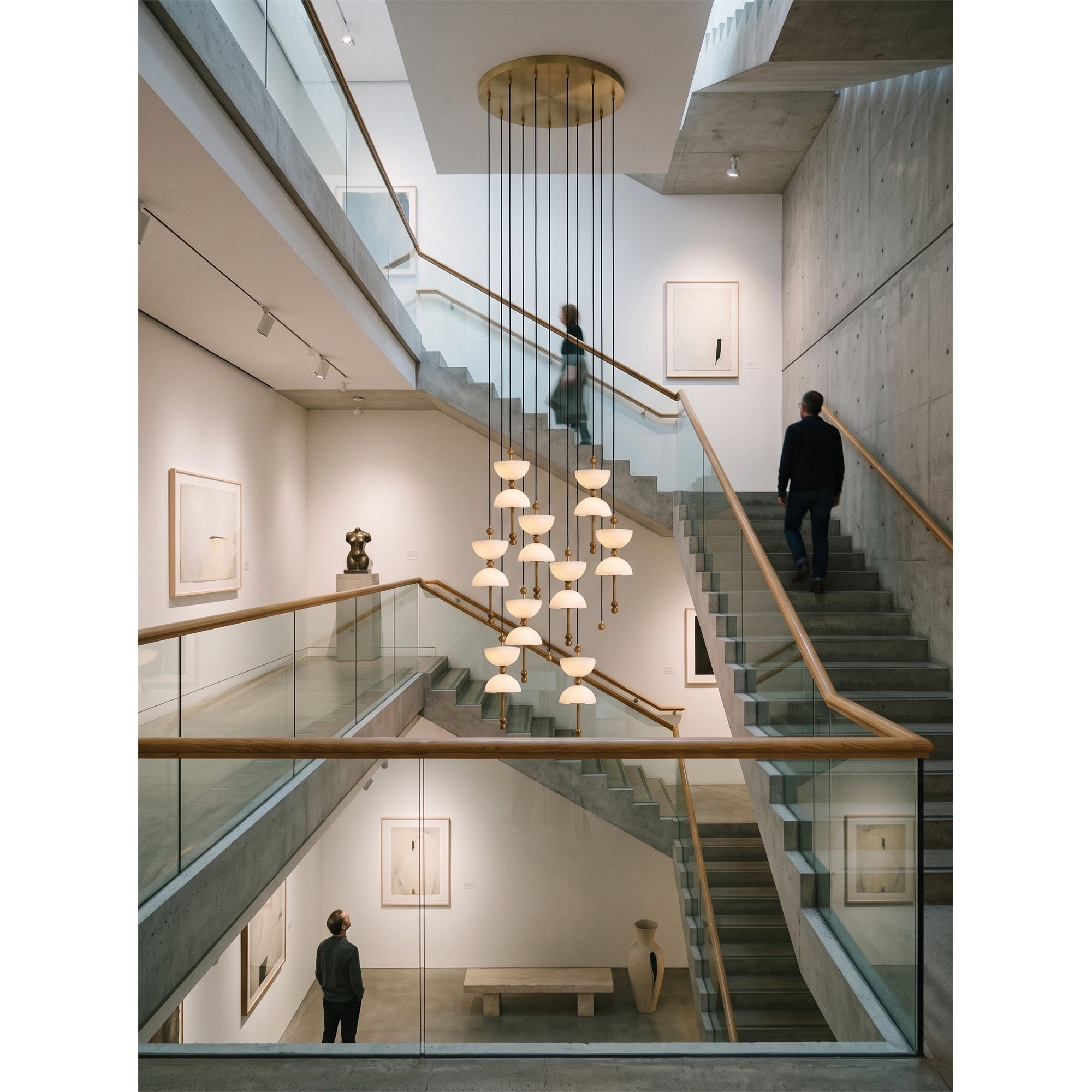Cascading Alabaster Dome Chandelier