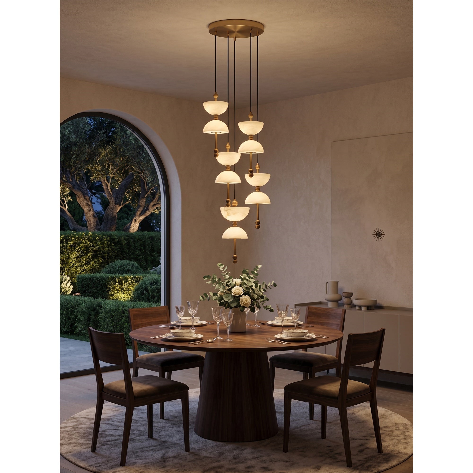 Cascading Alabaster Dome Chandelier