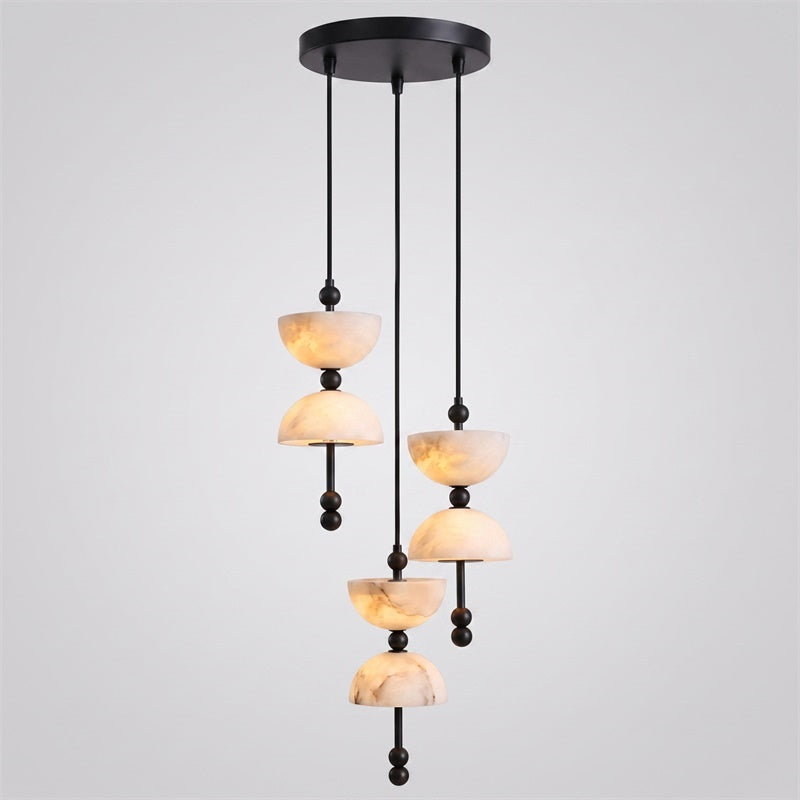 Cascading Alabaster Dome Chandelier