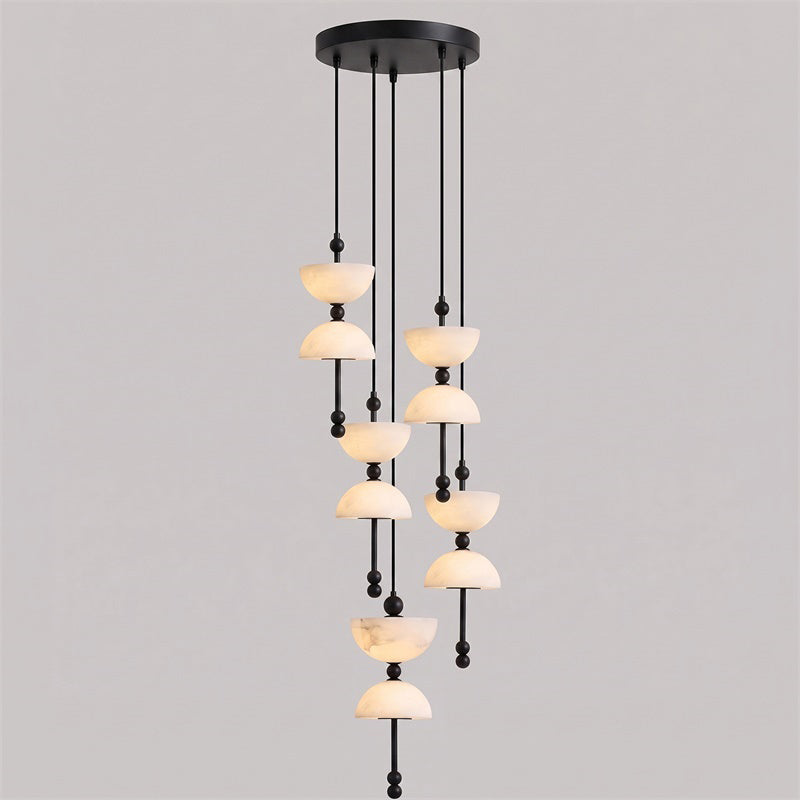 Cascading Alabaster Dome Chandelier
