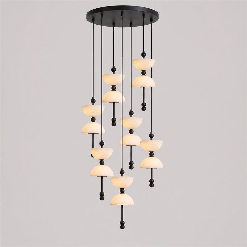 Cascading Alabaster Dome Chandelier