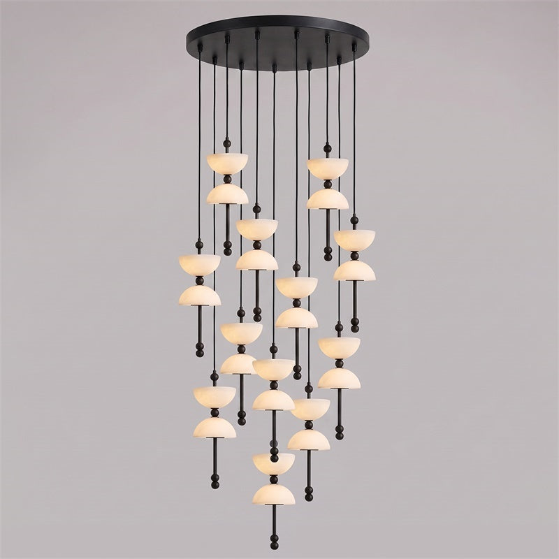Cascading Alabaster Dome Chandelier