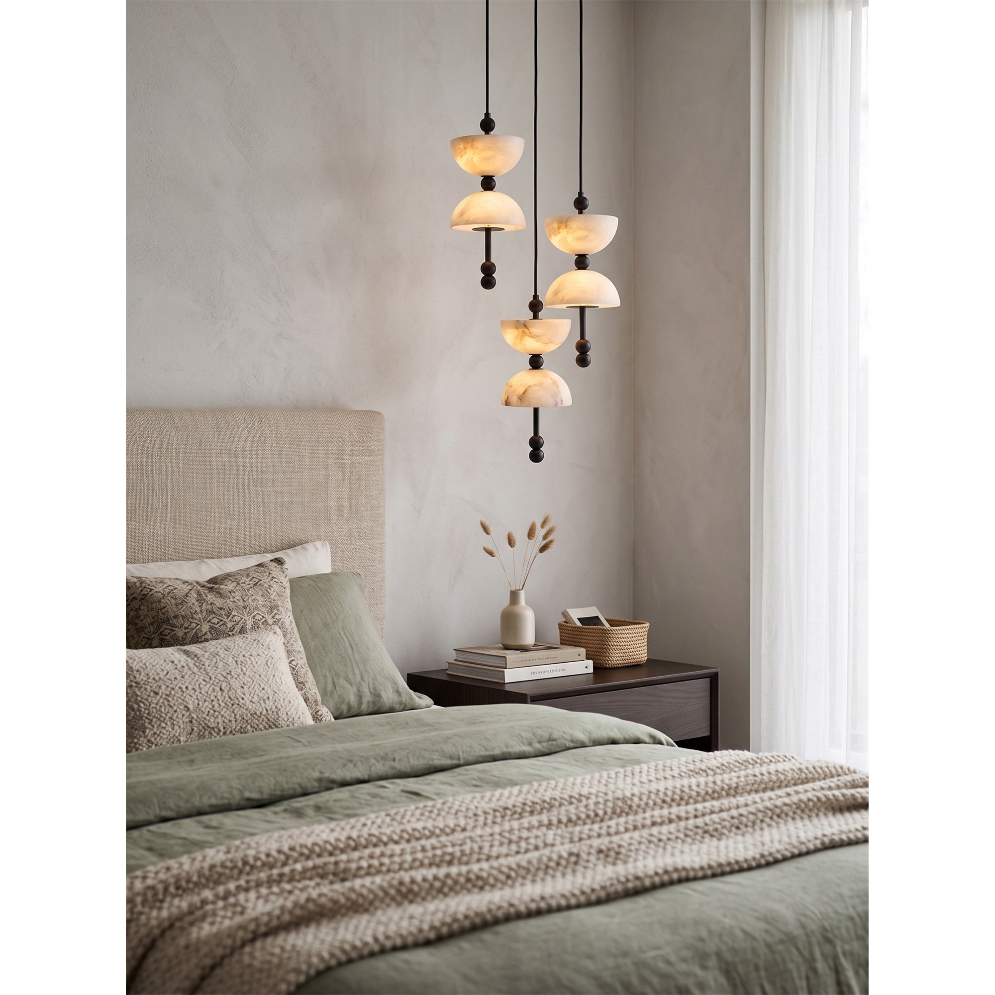 Cascading Alabaster Dome Chandelier