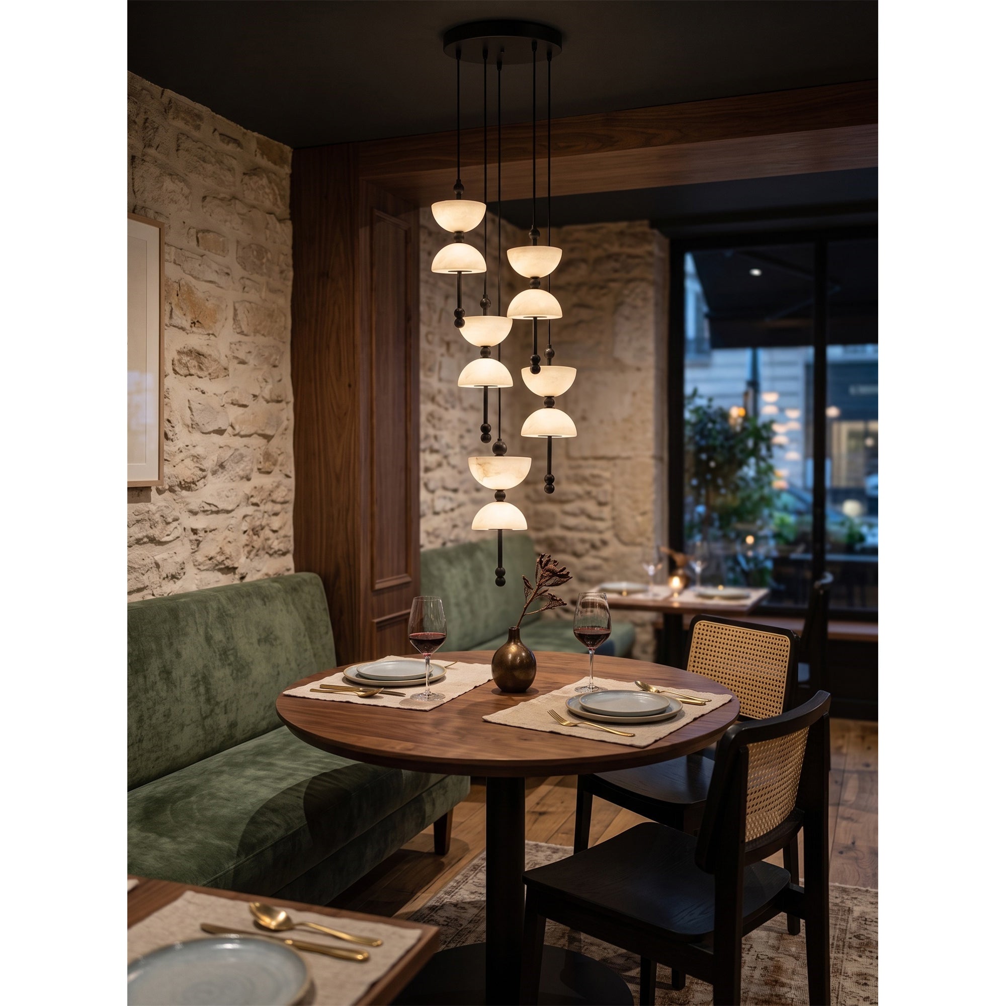 Cascading Alabaster Dome Chandelier