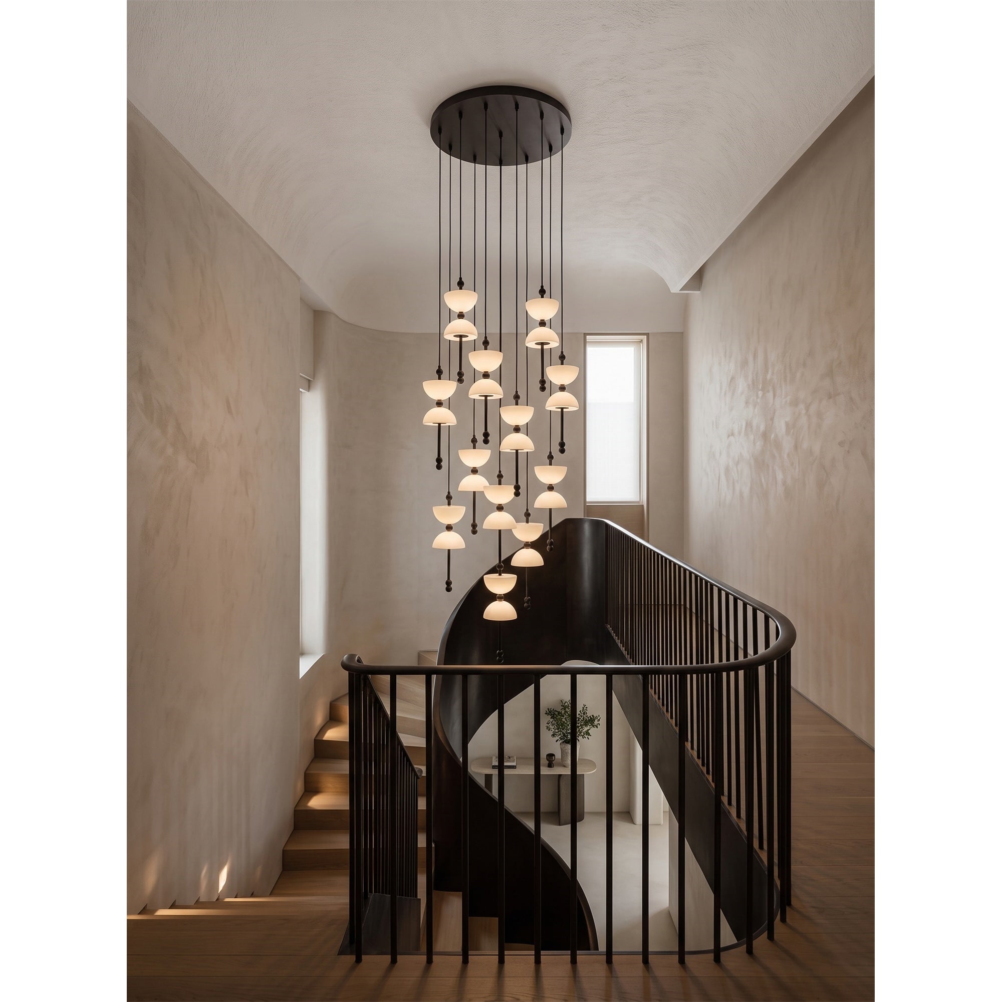 Cascading Alabaster Dome Chandelier