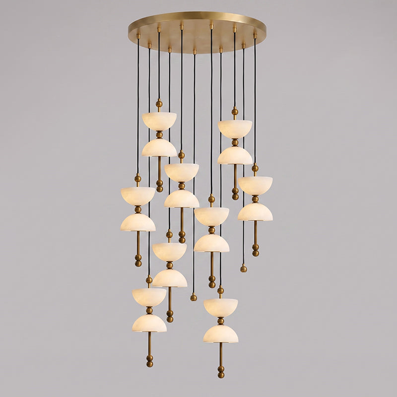 Cascading Alabaster Dome Chandelier
