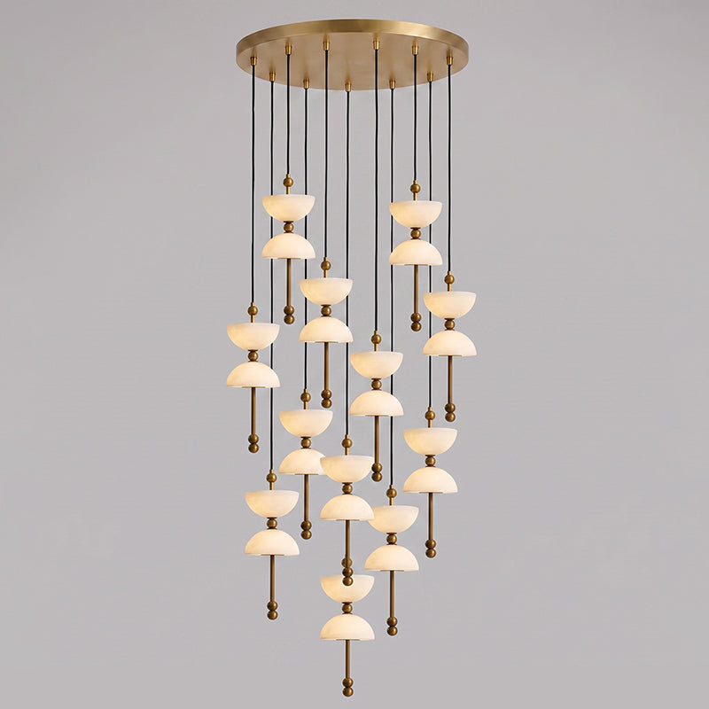 Cascading Alabaster Dome Chandelier