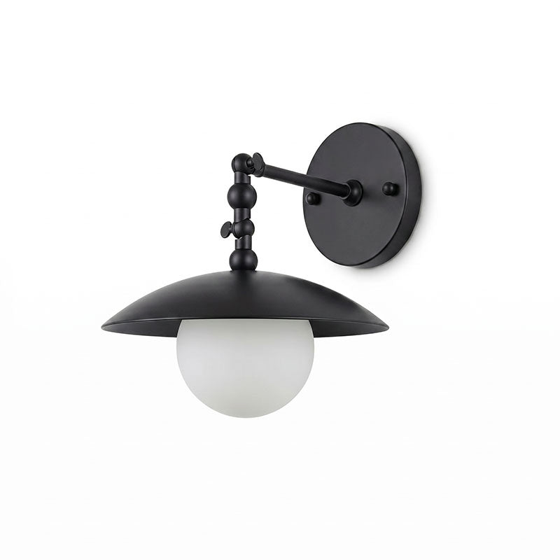 Alabaster Orb & Brass Dome Wall Sconce