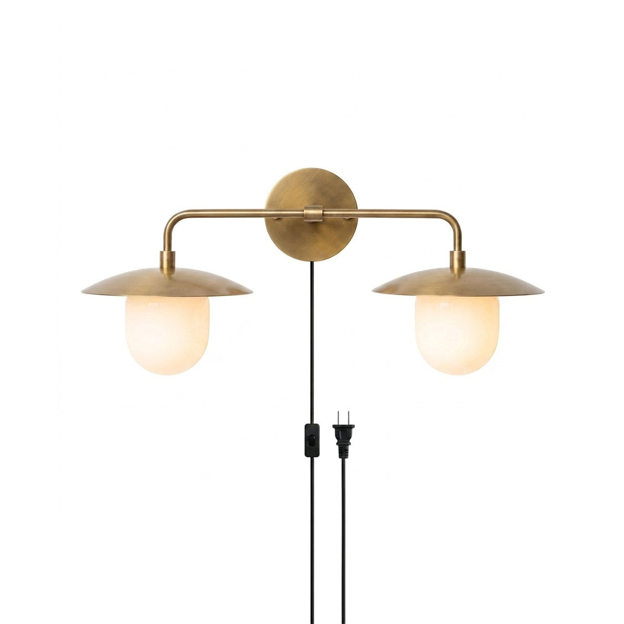Twin Dome Plug-in Brass Wall Sconce