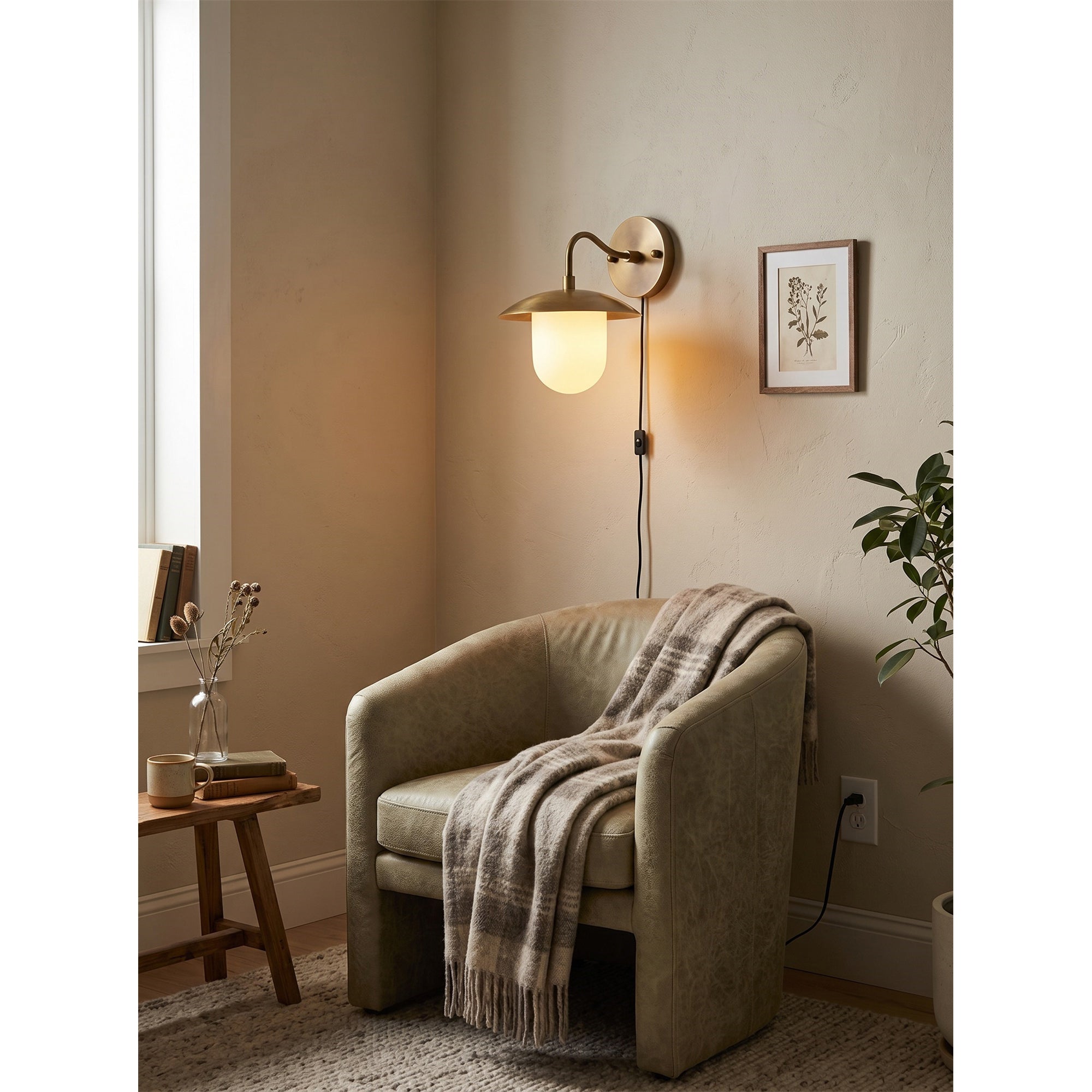 Twin Dome Plug-in Brass Wall Sconce