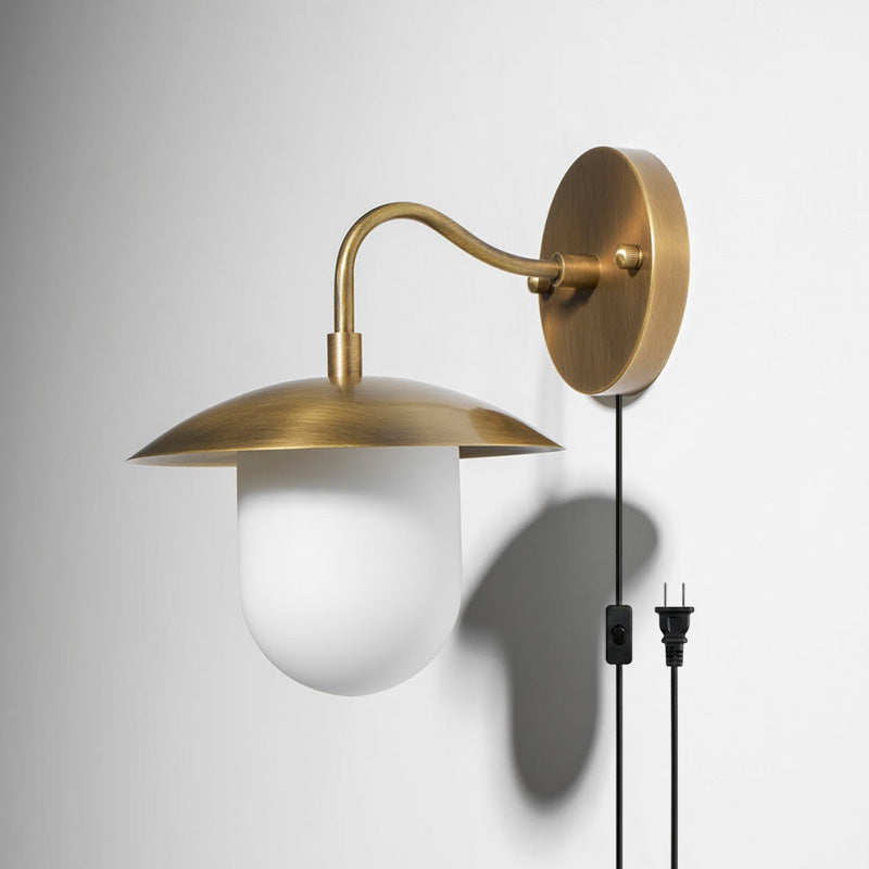 Twin Dome Plug-in Brass Wall Sconce