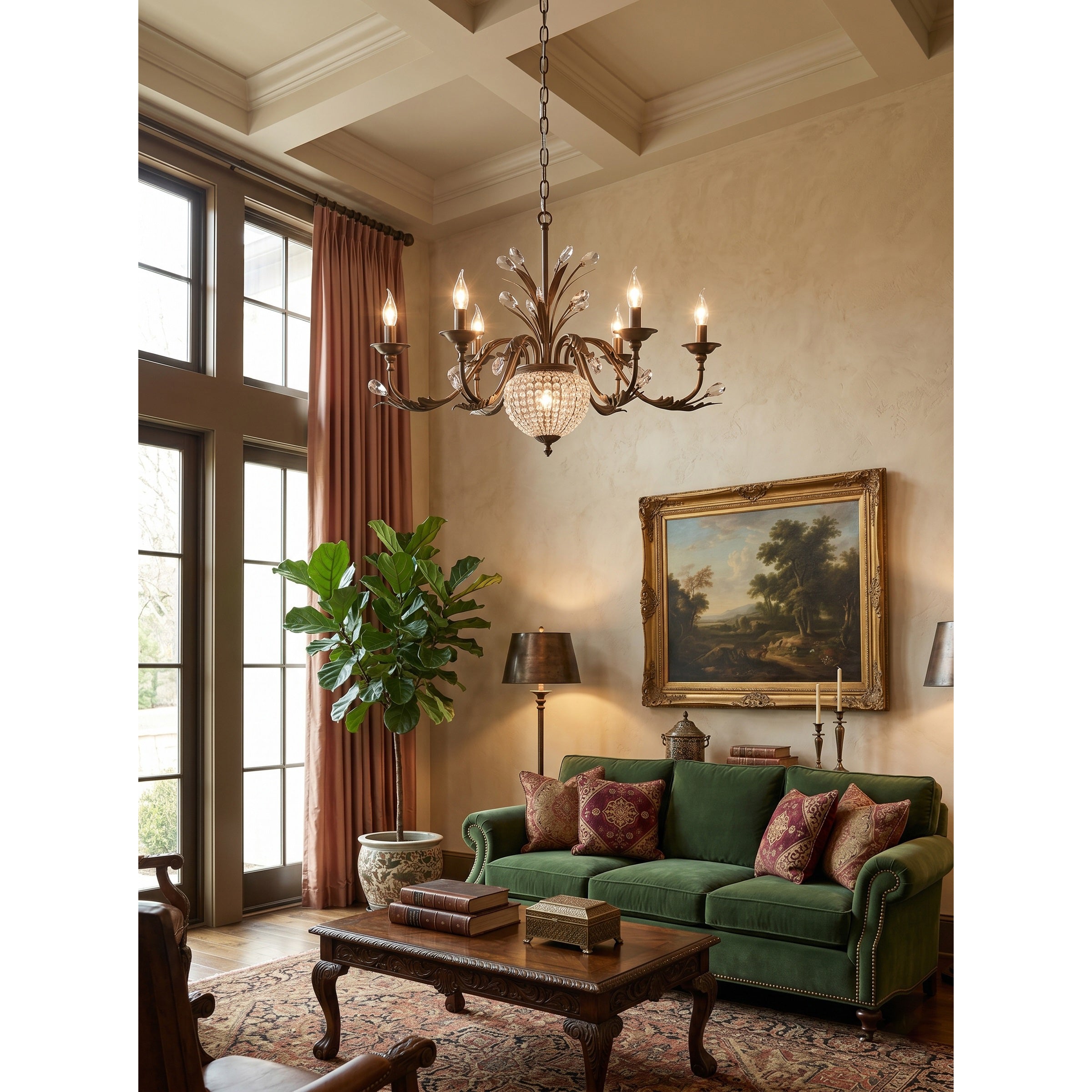 Coffee Gold Teardrop Crystal Chandelier