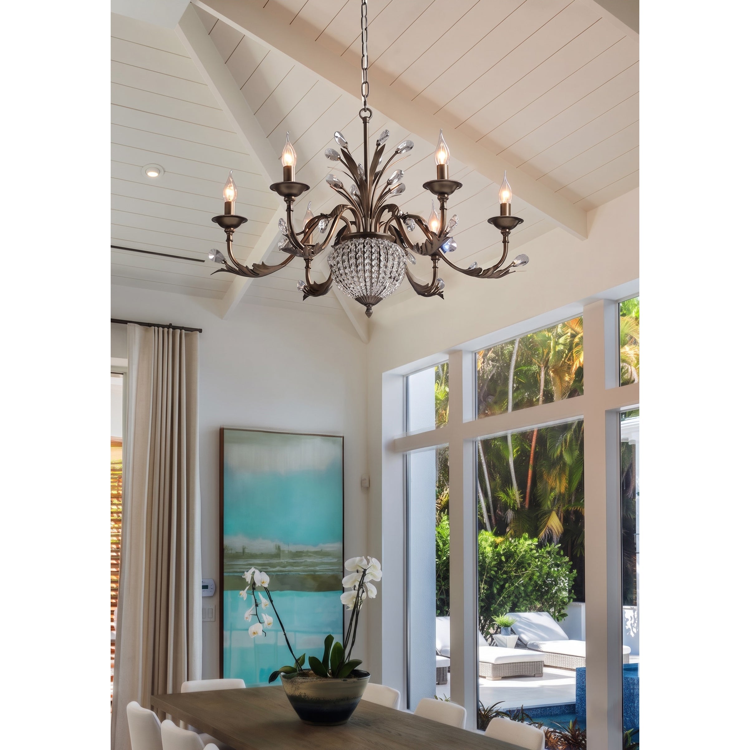 Coffee Gold Teardrop Crystal Chandelier