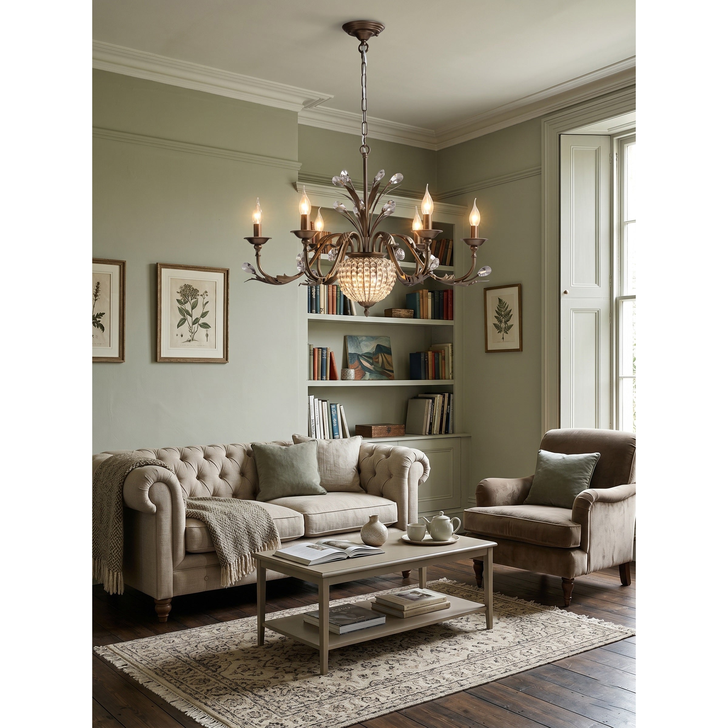 Coffee Gold Teardrop Crystal Chandelier