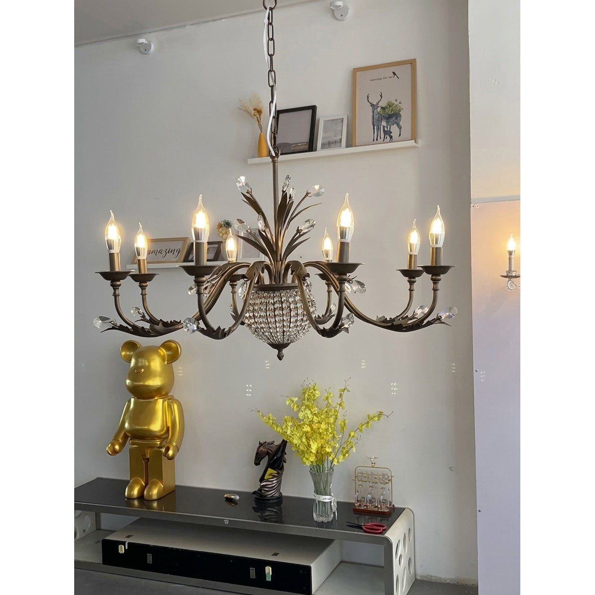 Coffee Gold Teardrop Crystal Chandelier