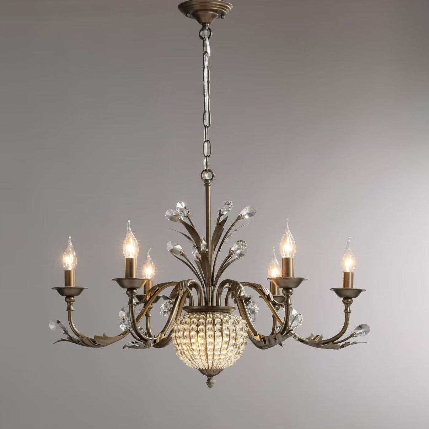 Coffee Gold Teardrop Crystal Chandelier