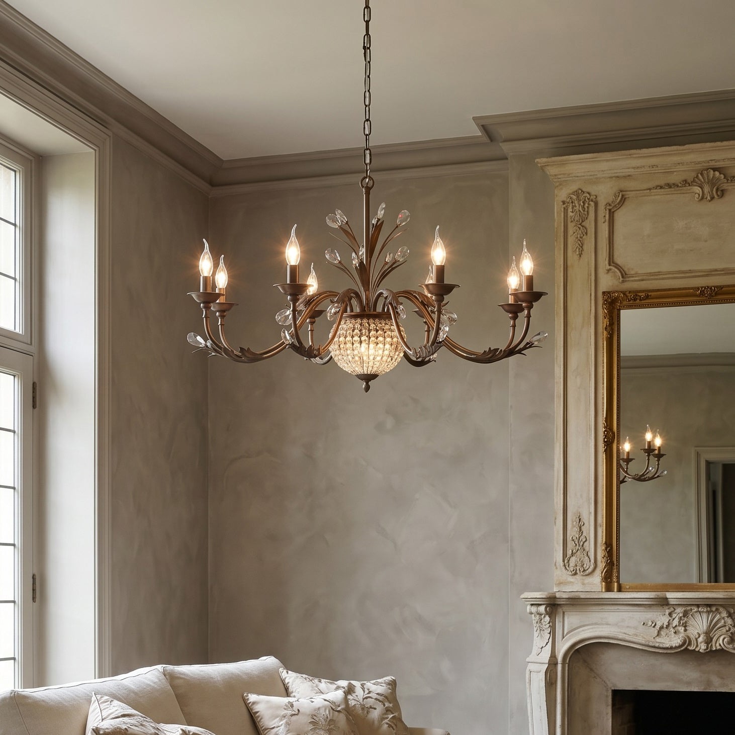 Coffee Gold Teardrop Crystal Chandelier