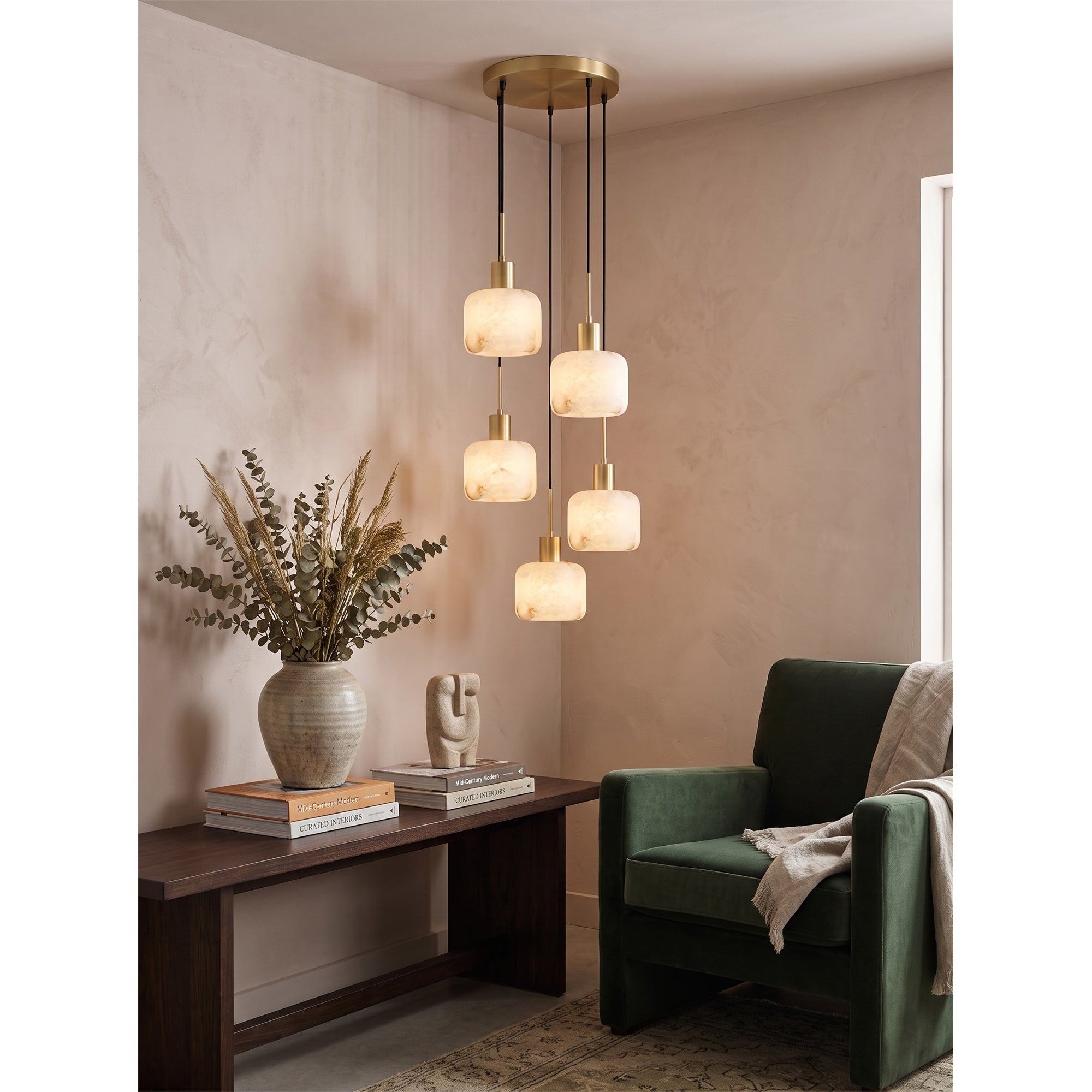 Cascading Alabaster Cube Chandelier