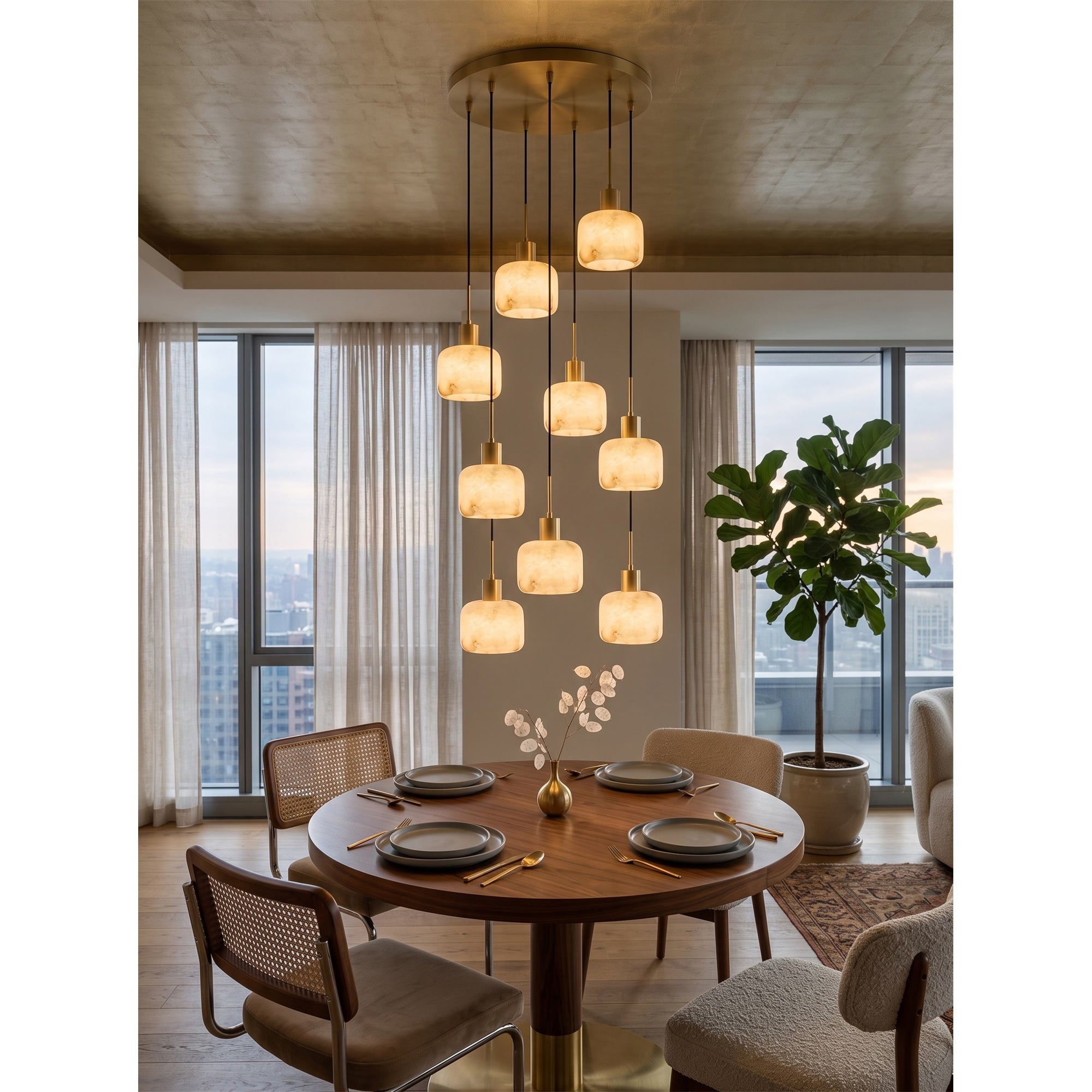 Cascading Alabaster Cube Chandelier