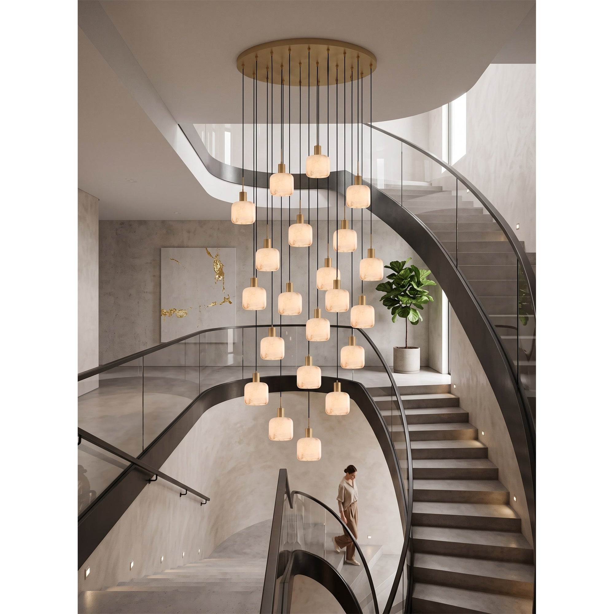 Cascading Alabaster Cube Chandelier